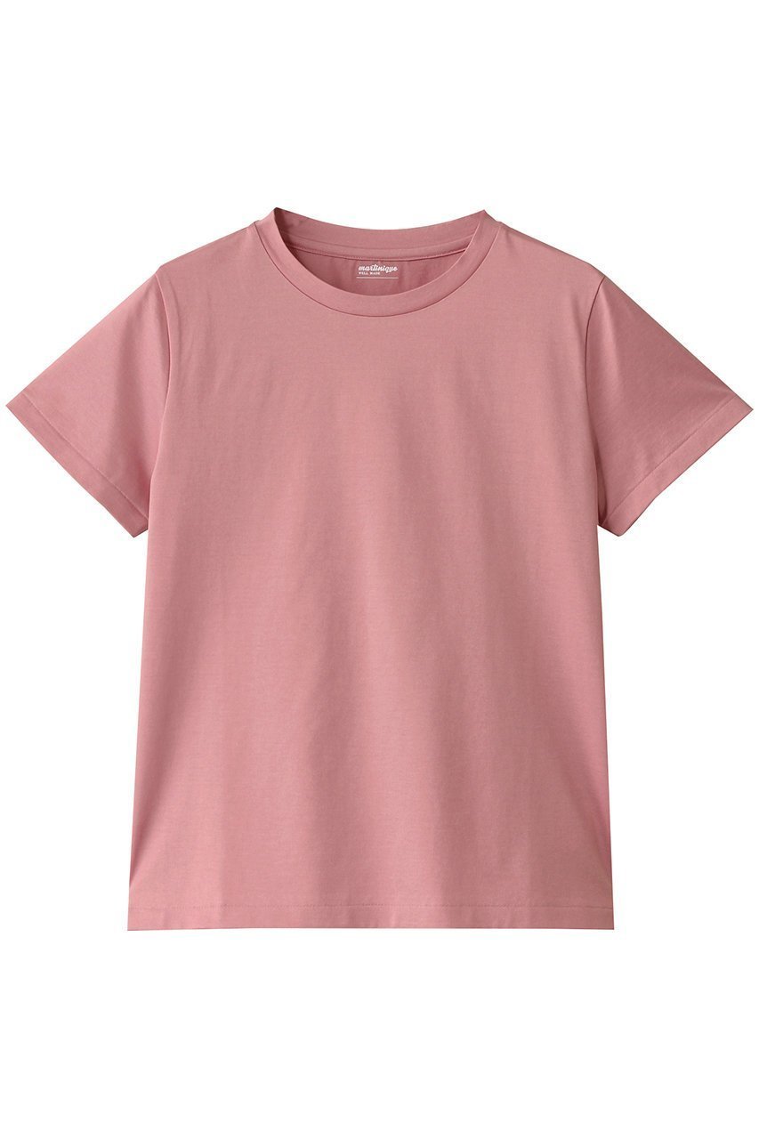 【マルティニーク/martinique】のコットンクルーネックTシャツ インテリア・キッズ・メンズ・レディースファッション・服の通販 founy(ファニー) 　ファッション　Fashion　レディースファッション　Fashion for Women　トップス・カットソー　Cut & Sew Tops　シャツ・ブラウス・オフィスカジュアル　Elegant Blouses & Button-Ups　ロングTシャツ・Tシャツ　Longline T-Shirts & Tees　カットソー・ベーシックTシャツ　Cut-and-Sewn Tops / Stretch Tees & Basics　インナー　Innerwear　ショート　Short, Short Length　シンプル　Simple, Minimal　ジャケット　Jacket, Outerwear　スリーブ　Sleeve, Long Sleeve / Short Sleeve　デニム　Denim, Jeans Material　ベーシック　Basic, Essential　ピンク|ID: prp329100004468899 ipo3291000000032854373