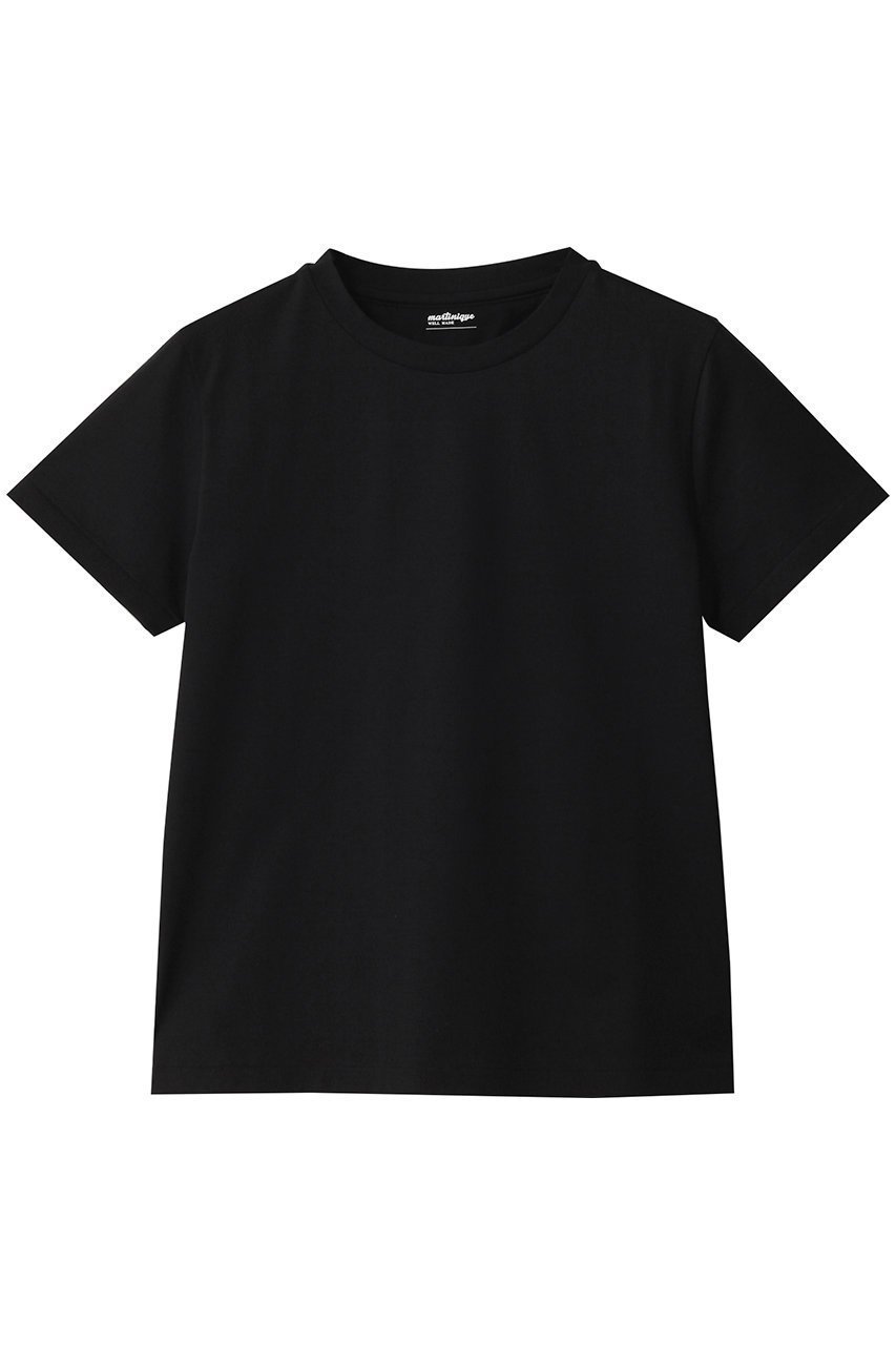 【マルティニーク/martinique】のコットンクルーネックTシャツ インテリア・キッズ・メンズ・レディースファッション・服の通販 founy(ファニー) 　ファッション　Fashion　レディースファッション　Fashion for Women　トップス・カットソー　Cut & Sew Tops　シャツ・ブラウス・オフィスカジュアル　Elegant Blouses & Button-Ups　ロングTシャツ・Tシャツ　Longline T-Shirts & Tees　カットソー・ベーシックTシャツ　Cut-and-Sewn Tops / Stretch Tees & Basics　インナー　Innerwear　ショート　Short, Short Length　シンプル　Simple, Minimal　ジャケット　Jacket, Outerwear　スリーブ　Sleeve, Long Sleeve / Short Sleeve　デニム　Denim, Jeans Material　ベーシック　Basic, Essential　ブラック|ID: prp329100004468899 ipo3291000000032854384