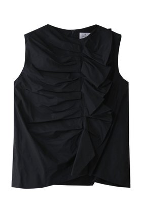 【ランバン オン ブルー/LANVIN en Bleu】のシャンブレータフタフリルブラウス 人気、トレンドファッション・服の通販 founy(ファニー) ファッション Fashion レディースファッション Fashion for Women トップス・カットソー Cut & Sew Tops キャミソール&ノースリーブ Camisoles & Sleeveless Tops シャツ・ブラウス・オフィスカジュアル Elegant Blouses & Button-Ups アシンメトリー Asymmetrical Style シャンブレー Chambray, Denim-Like Fabric ドレープ Drape, Draping Fabric ノースリーブ Sleeveless, No-Sleeve フリル Frill, Ruffle リボン Ribbon, Bow エレガント 上品 Elegant 夏 Summer |ID:prp329100004468901