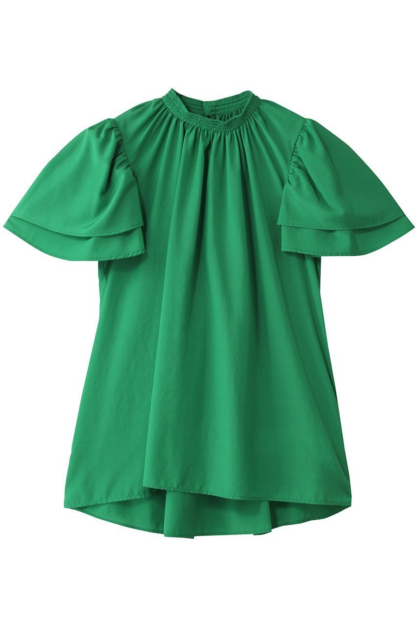 【ランバン オン ブルー/LANVIN en Bleu】のはっ水ブライトローンブラウス インテリア・キッズ・メンズ・レディースファッション・服の通販 founy(ファニー) 　ファッション　Fashion　レディースファッション　WOMEN　トップス・カットソー　Tops/Tshirt　シャツ/ブラウス　Shirts/Blouses　ショート　Short　スリーブ　Sleeve　フェミニン　Feminine　フリル　Frills　再入荷　Restock/Back In Stock/Re Arrival　グリーン|ID: prp329100004468902 ipo3291000000031368585