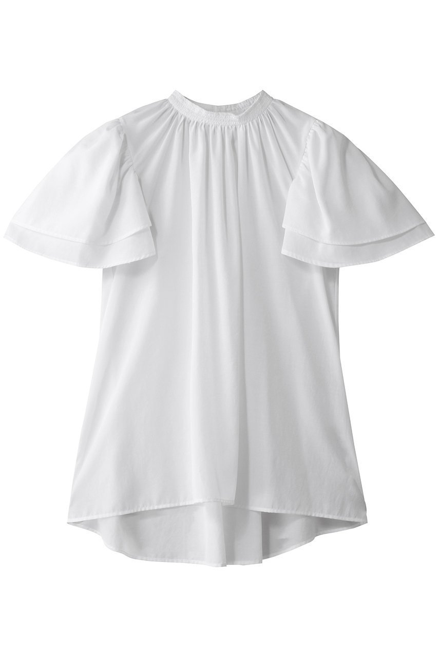 【ランバン オン ブルー/LANVIN en Bleu】のはっ水ブライトローンブラウス インテリア・キッズ・メンズ・レディースファッション・服の通販 founy(ファニー) 　ファッション　Fashion　レディースファッション　WOMEN　トップス・カットソー　Tops/Tshirt　シャツ/ブラウス　Shirts/Blouses　ショート　Short　スリーブ　Sleeve　フェミニン　Feminine　フリル　Frills　再入荷　Restock/Back In Stock/Re Arrival　オフホワイト|ID: prp329100004468902 ipo3291000000031368587