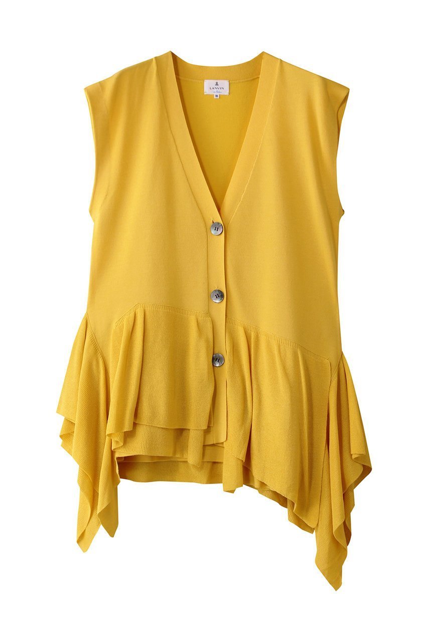 【ランバン オン ブルー/LANVIN en Bleu】のフリルヘムニットベスト インテリア・キッズ・メンズ・レディースファッション・服の通販 founy(ファニー) ファッション Fashion レディースファッション Fashion for Women トップス・カットソー Cut & Sew Tops ニット Knit Tops & Sweaters ベスト&ジレ / 重ね着スタイル Vests & Gilets カジュアルプルオーバー・ニットトップス Pullovers & Knit Tops / Casual Pullovers アシンメトリー Asymmetrical Style シンプル Simple, Minimal フロント Front, Front Design ベスト Vest, Waistcoat 夏 Summer 春 Spring S/S・春夏 SS, Spring/Summer, Warm Season イエロー|ID: prp329100004468911 ipo3291000000034825871