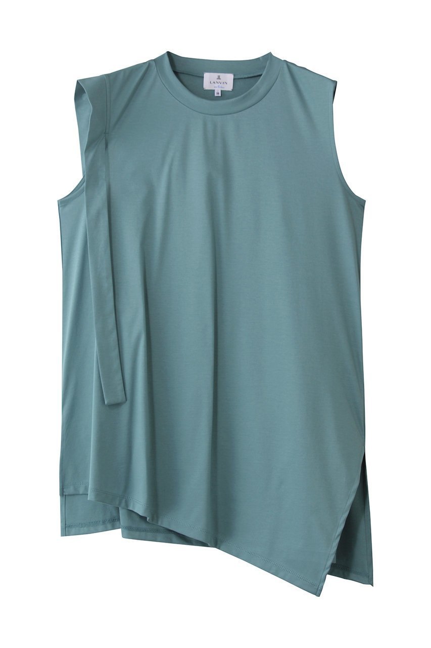 【ランバン オン ブルー/LANVIN en Bleu】のアシンメノースリーブカットソー 人気、トレンドファッション・服の通販 founy(ファニー) 　ファッション　Fashion　レディースファッション　Fashion for Women　トップス・カットソー　Cut & Sew Tops　キャミソール&ノースリーブ　Camisoles & Sleeveless Tops　シャツ・ブラウス・オフィスカジュアル　Elegant Blouses & Button-Ups　ロングTシャツ・Tシャツ　Longline T-Shirts & Tees　カットソー・ベーシックTシャツ　Cut-and-Sewn Tops / Stretch Tees & Basics　キャミソール　Camisole, Spaghetti Strap Top　タンク　Tank Top, Sleeveless Top　ノースリーブ　Sleeveless, No-Sleeve　ボトム　Bottoms, Lower Wear　エレガント 上品　Elegant　夏　Summer　春　Spring　S/S・春夏　SS, Spring/Summer, Warm Season　 other-1|ID: prp329100004468913 ipo3291000000032806698