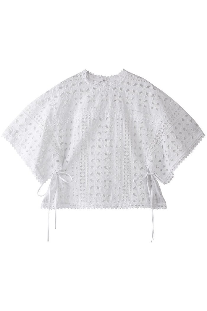 【ランバン オン ブルー/LANVIN en Bleu】のBROCHEコットンレースブラウス インテリア・キッズ・メンズ・レディースファッション・服の通販 founy(ファニー) https://founy.com/ ファッション Fashion レディースファッション Fashion for Women トップス・カットソー Cut & Sew Tops シャツ・ブラウス・オフィスカジュアル Elegant Blouses & Button-Ups インナー Innerwear ショート Short, Short Length スリーブ Sleeve, Long Sleeve / Short Sleeve リボン Ribbon, Bow レース Lace, Lace Fabric ワイド Wide, Wide Fit ワーク Workwear, Utility Style エレガント 上品 Elegant |ID: prp329100004468914 ipo3291000000032787308