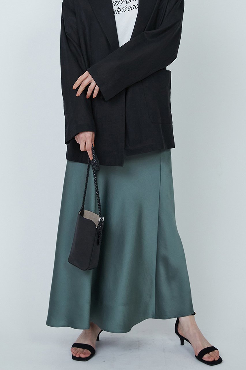 【プルミエ アロンディスモン/1er Arrondissement】のサテンマーメイドスカート インテリア・キッズ・メンズ・レディースファッション・服の通販 founy(ファニー) 　ファッション　Fashion　レディースファッション　Fashion for Women　スカート　Skirts　ロングスカート　Long Skirts / Maxi & Midi Skirts　サテン　Satin, Glossy Fabric　バイアス　Bias, Diagonal Cut　バランス　Balance, Style Balance　フィット　Fit, Slim Fit　ロング　Long, Long-Length　ワッシャー　Washer, Crinkled Finish　エレガント 上品　Elegant　グリーン|ID: prp329100004468916 ipo3291000000035344919