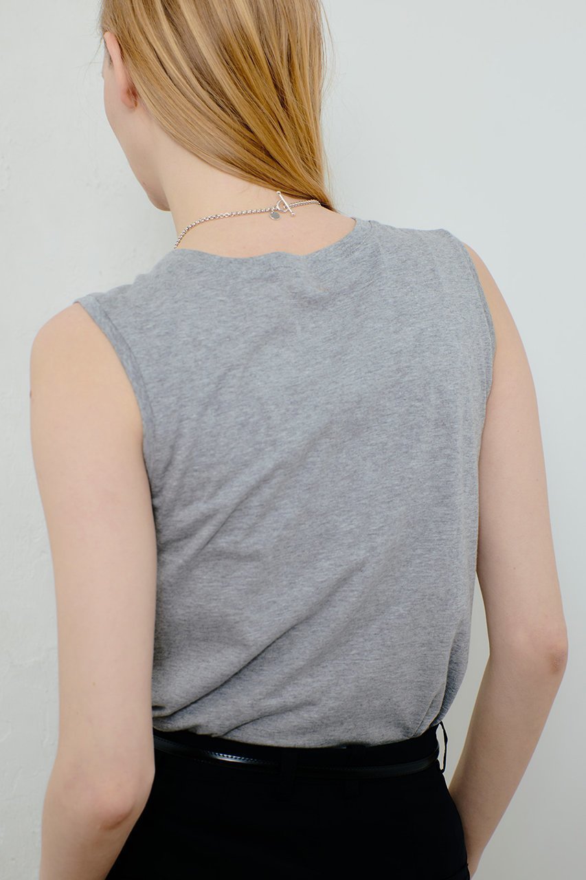 【アルアバイル/allureville】のサイドロゴノースリーブTシャツ 人気、トレンドファッション・服の通販 founy(ファニー) 　ファッション　Fashion　レディースファッション　Fashion for Women　トップス・カットソー　Cut & Sew Tops　キャミソール&ノースリーブ　Camisoles & Sleeveless Tops　シャツ・ブラウス・オフィスカジュアル　Elegant Blouses & Button-Ups　ロングTシャツ・Tシャツ　Longline T-Shirts & Tees　カットソー・ベーシックTシャツ　Cut-and-Sewn Tops / Stretch Tees & Basics　キャミソール　Camisole, Spaghetti Strap Top　シンプル　Simple, Minimal　タンク　Tank Top, Sleeveless Top　ノースリーブ　Sleeveless, No-Sleeve　ボトム　Bottoms, Lower Wear　other-8|ID: prp329100004468925 ipo3291000000032706910