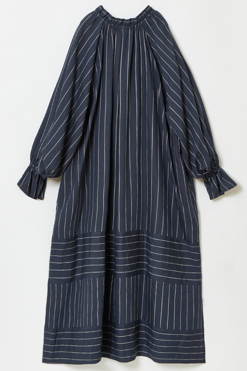【ハウス オブ ロータス/HOUSE OF LOTUS】のストライプブロッキングワンピース 人気、トレンドファッション・服の通販 founy(ファニー) 　ファッション　Fashion　レディースファッション　Fashion for Women　ワンピース　Dresses　チュニック　Tunic Tops & Dresses　イタリア　Italy　サマー　Summer, Summer Style　スタンド　Stand Collar, Upright Stand　チュニック　Tunic, Long Top　ボーダー　Border, Stripe　リネン　Linen, Linen Fabric　リラックス　Relax, Relaxed Fit　ロング　Long, Long-Length　エレガント 上品　Elegant　other-2|ID: prp329100004468938 ipo3291000000032860903