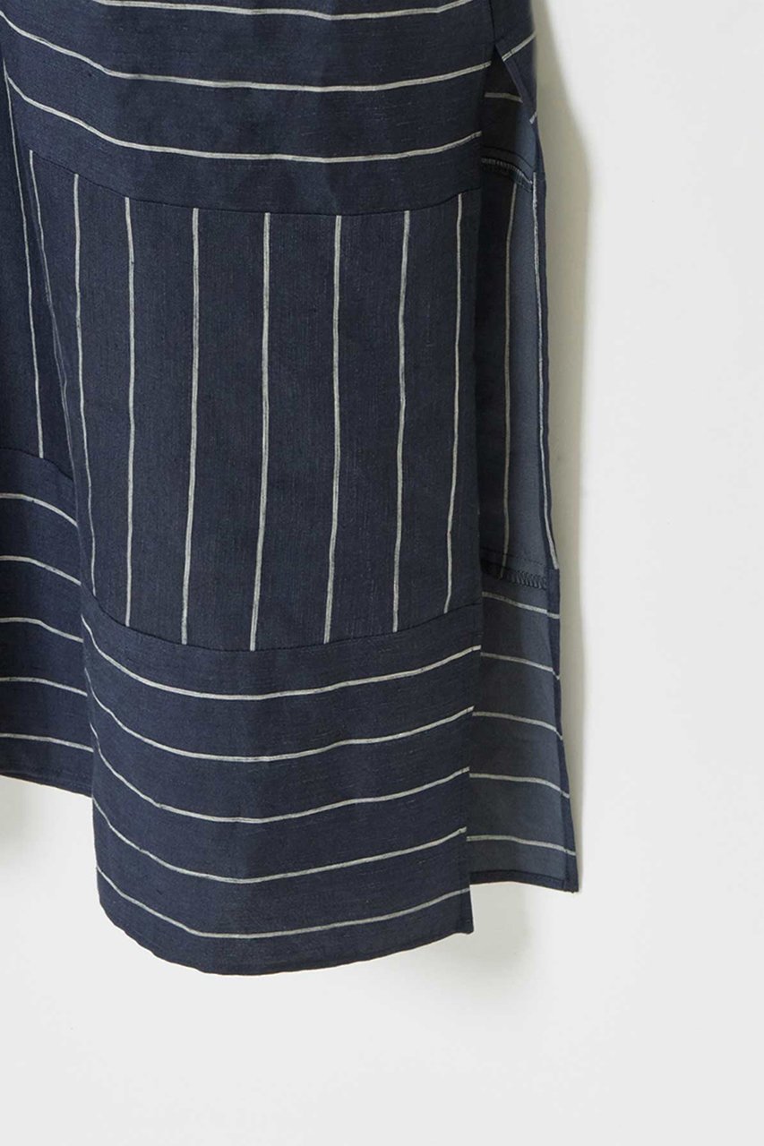 【ハウス オブ ロータス/HOUSE OF LOTUS】のストライプブロッキングワンピース 人気、トレンドファッション・服の通販 founy(ファニー) 　ファッション　Fashion　レディースファッション　Fashion for Women　ワンピース　Dresses　チュニック　Tunic Tops & Dresses　イタリア　Italy　サマー　Summer, Summer Style　スタンド　Stand Collar, Upright Stand　チュニック　Tunic, Long Top　ボーダー　Border, Stripe　リネン　Linen, Linen Fabric　リラックス　Relax, Relaxed Fit　ロング　Long, Long-Length　エレガント 上品　Elegant　other-5|ID: prp329100004468938 ipo3291000000032860918