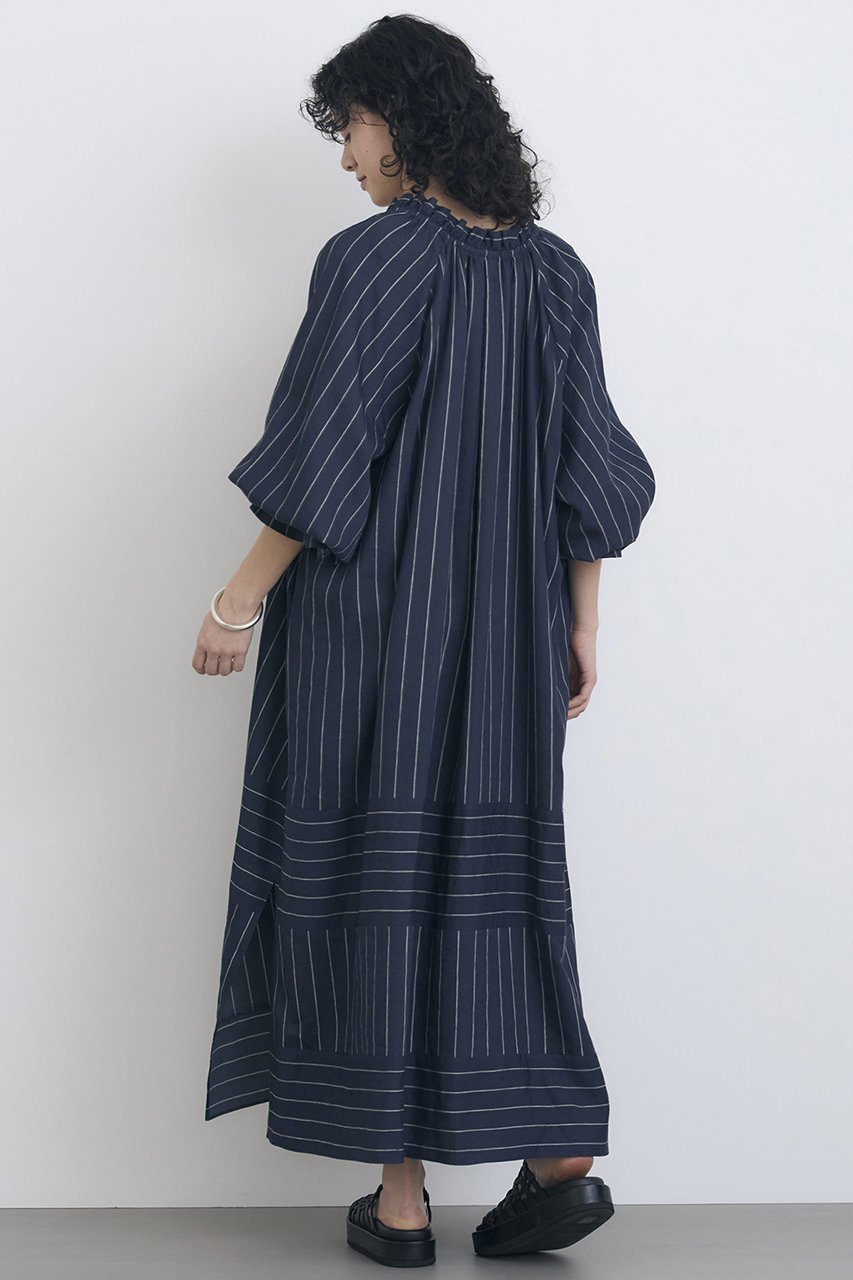 【ハウス オブ ロータス/HOUSE OF LOTUS】のストライプブロッキングワンピース 人気、トレンドファッション・服の通販 founy(ファニー) 　ファッション　Fashion　レディースファッション　Fashion for Women　ワンピース　Dresses　チュニック　Tunic Tops & Dresses　イタリア　Italy　サマー　Summer, Summer Style　スタンド　Stand Collar, Upright Stand　チュニック　Tunic, Long Top　ボーダー　Border, Stripe　リネン　Linen, Linen Fabric　リラックス　Relax, Relaxed Fit　ロング　Long, Long-Length　エレガント 上品　Elegant　other-8|ID: prp329100004468938 ipo3291000000032860936