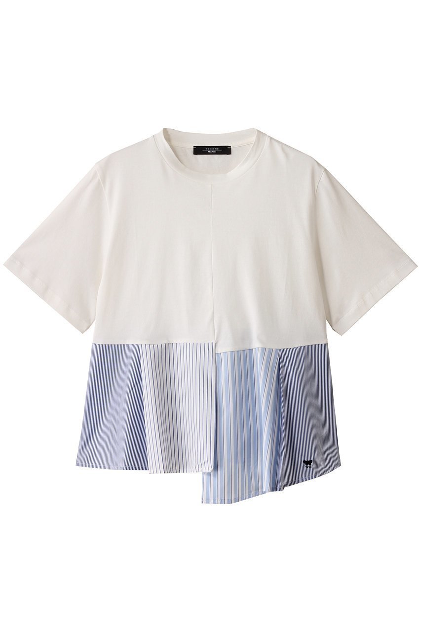 【マックスマーラ/Max Mara】の【Weekend Max Mara】BIRD コットンコンビアシメTシャツ 人気、トレンドファッション・服の通販 founy(ファニー) 　ファッション　Fashion　レディースファッション　Fashion for Women　トップス・カットソー　Cut & Sew Tops　シャツ・ブラウス・オフィスカジュアル　Elegant Blouses & Button-Ups　ロングTシャツ・Tシャツ　Longline T-Shirts & Tees　カットソー・ベーシックTシャツ　Cut-and-Sewn Tops / Stretch Tees & Basics　コンビ　Combo, Combination Style　ショート　Short, Short Length　シンプル　Simple, Minimal　ストライプ　Stripe, Striped Pattern　スリーブ　Sleeve, Long Sleeve / Short Sleeve　ドッキング　Docking, Mixed Material　プリーツ　Pleats, Pleated　 other-1|ID: prp329100004468944 ipo3291000000032857630