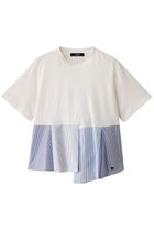 【マックスマーラ/Max Mara】の【Weekend Max Mara】BIRD コットンコンビアシメTシャツ 人気、トレンドファッション・服の通販 founy(ファニー) ファッション Fashion レディースファッション Fashion for Women トップス・カットソー Cut & Sew Tops シャツ・ブラウス・オフィスカジュアル Elegant Blouses & Button-Ups ロングTシャツ・Tシャツ Longline T-Shirts & Tees カットソー・ベーシックTシャツ Cut-and-Sewn Tops / Stretch Tees & Basics コンビ Combo, Combination Style ショート Short, Short Length シンプル Simple, Minimal ストライプ Stripe, Striped Pattern スリーブ Sleeve, Long Sleeve / Short Sleeve ドッキング Docking, Mixed Material プリーツ Pleats, Pleated thumbnail ホワイト|ID: prp329100004468944 ipo3291000000032857635