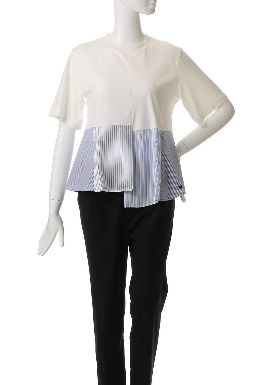 【マックスマーラ/Max Mara】の【Weekend Max Mara】BIRD コットンコンビアシメTシャツ 人気、トレンドファッション・服の通販 founy(ファニー) 　ファッション　Fashion　レディースファッション　Fashion for Women　トップス・カットソー　Cut & Sew Tops　シャツ・ブラウス・オフィスカジュアル　Elegant Blouses & Button-Ups　ロングTシャツ・Tシャツ　Longline T-Shirts & Tees　カットソー・ベーシックTシャツ　Cut-and-Sewn Tops / Stretch Tees & Basics　コンビ　Combo, Combination Style　ショート　Short, Short Length　シンプル　Simple, Minimal　ストライプ　Stripe, Striped Pattern　スリーブ　Sleeve, Long Sleeve / Short Sleeve　ドッキング　Docking, Mixed Material　プリーツ　Pleats, Pleated　other-2|ID: prp329100004468944 ipo3291000000032857640