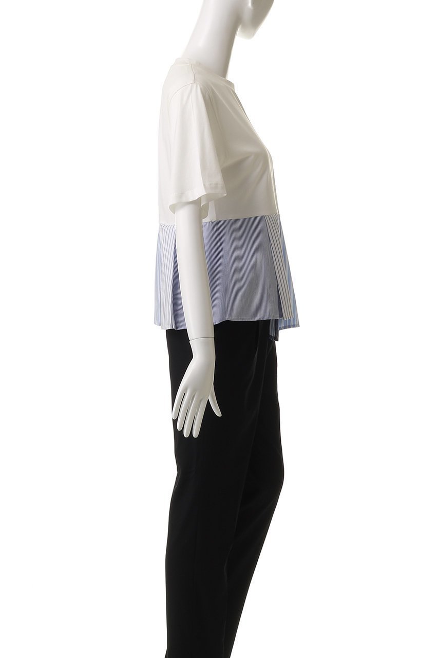 【マックスマーラ/Max Mara】の【Weekend Max Mara】BIRD コットンコンビアシメTシャツ 人気、トレンドファッション・服の通販 founy(ファニー) 　ファッション　Fashion　レディースファッション　Fashion for Women　トップス・カットソー　Cut & Sew Tops　シャツ・ブラウス・オフィスカジュアル　Elegant Blouses & Button-Ups　ロングTシャツ・Tシャツ　Longline T-Shirts & Tees　カットソー・ベーシックTシャツ　Cut-and-Sewn Tops / Stretch Tees & Basics　コンビ　Combo, Combination Style　ショート　Short, Short Length　シンプル　Simple, Minimal　ストライプ　Stripe, Striped Pattern　スリーブ　Sleeve, Long Sleeve / Short Sleeve　ドッキング　Docking, Mixed Material　プリーツ　Pleats, Pleated　other-3|ID: prp329100004468944 ipo3291000000032857645
