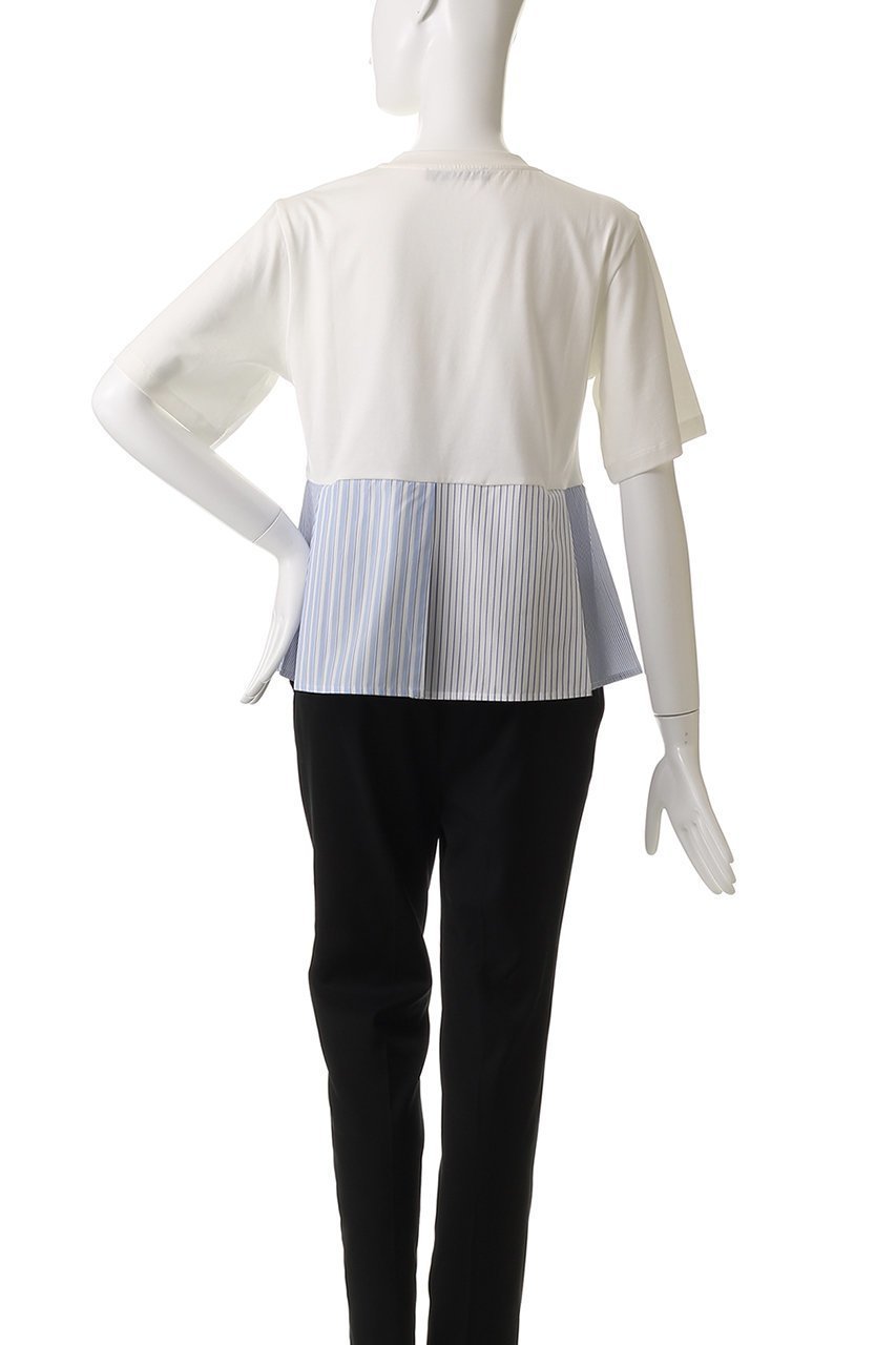 【マックスマーラ/Max Mara】の【Weekend Max Mara】BIRD コットンコンビアシメTシャツ 人気、トレンドファッション・服の通販 founy(ファニー) 　ファッション　Fashion　レディースファッション　Fashion for Women　トップス・カットソー　Cut & Sew Tops　シャツ・ブラウス・オフィスカジュアル　Elegant Blouses & Button-Ups　ロングTシャツ・Tシャツ　Longline T-Shirts & Tees　カットソー・ベーシックTシャツ　Cut-and-Sewn Tops / Stretch Tees & Basics　コンビ　Combo, Combination Style　ショート　Short, Short Length　シンプル　Simple, Minimal　ストライプ　Stripe, Striped Pattern　スリーブ　Sleeve, Long Sleeve / Short Sleeve　ドッキング　Docking, Mixed Material　プリーツ　Pleats, Pleated　other-4|ID: prp329100004468944 ipo3291000000032857648