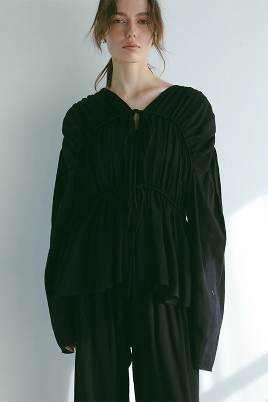 【エトレトウキョウ/ETRE TOKYO】のギャザーボリュームエアリートップス 人気、トレンドファッション・服の通販 founy(ファニー) 　ファッション　Fashion　レディースファッション　Fashion for Women　トップス・カットソー　Cut & Sew Tops　シャツ・ブラウス・オフィスカジュアル　Elegant Blouses & Button-Ups　おすすめ　Recommended / Our Picks　エアリー　Airy Texture　ギャザー　Gathered, Ruffled　スリーブ　Sleeve, Long Sleeve / Short Sleeve　フロント　Front, Front Design　ロング　Long, Long-Length　エレガント 上品　Elegant　other-4|ID: prp329100004472580 ipo3291000000032840702