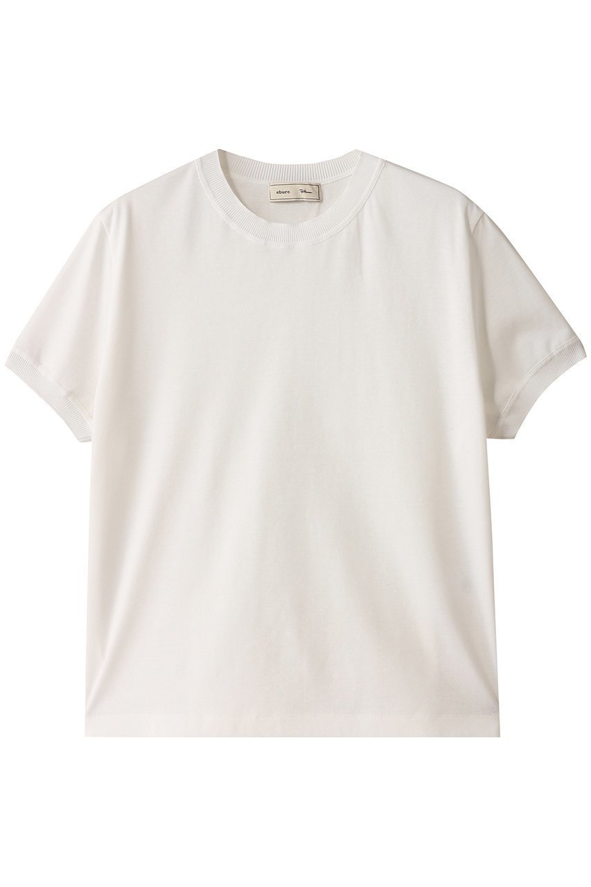 【エブール/ebure】の【ebure×Ron Herman】コットンポンチニットカラー Tシャツ インテリア・キッズ・メンズ・レディースファッション・服の通販 founy(ファニー) 　ファッション　Fashion　レディースファッション　Fashion for Women　トップス・カットソー　Cut & Sew Tops　ニット　Knit Tops & Sweaters　シャツ・ブラウス・オフィスカジュアル　Elegant Blouses & Button-Ups　ロングTシャツ・Tシャツ　Longline T-Shirts & Tees　カットソー・ベーシックTシャツ　Cut-and-Sewn Tops / Stretch Tees & Basics　コラボ　Collaboration, Collab　ショート　Short, Short Length　シンプル　Simple, Minimal　スリーブ　Sleeve, Long Sleeve / Short Sleeve　ホワイト|ID: prp329100004472581 ipo3291000000032787020