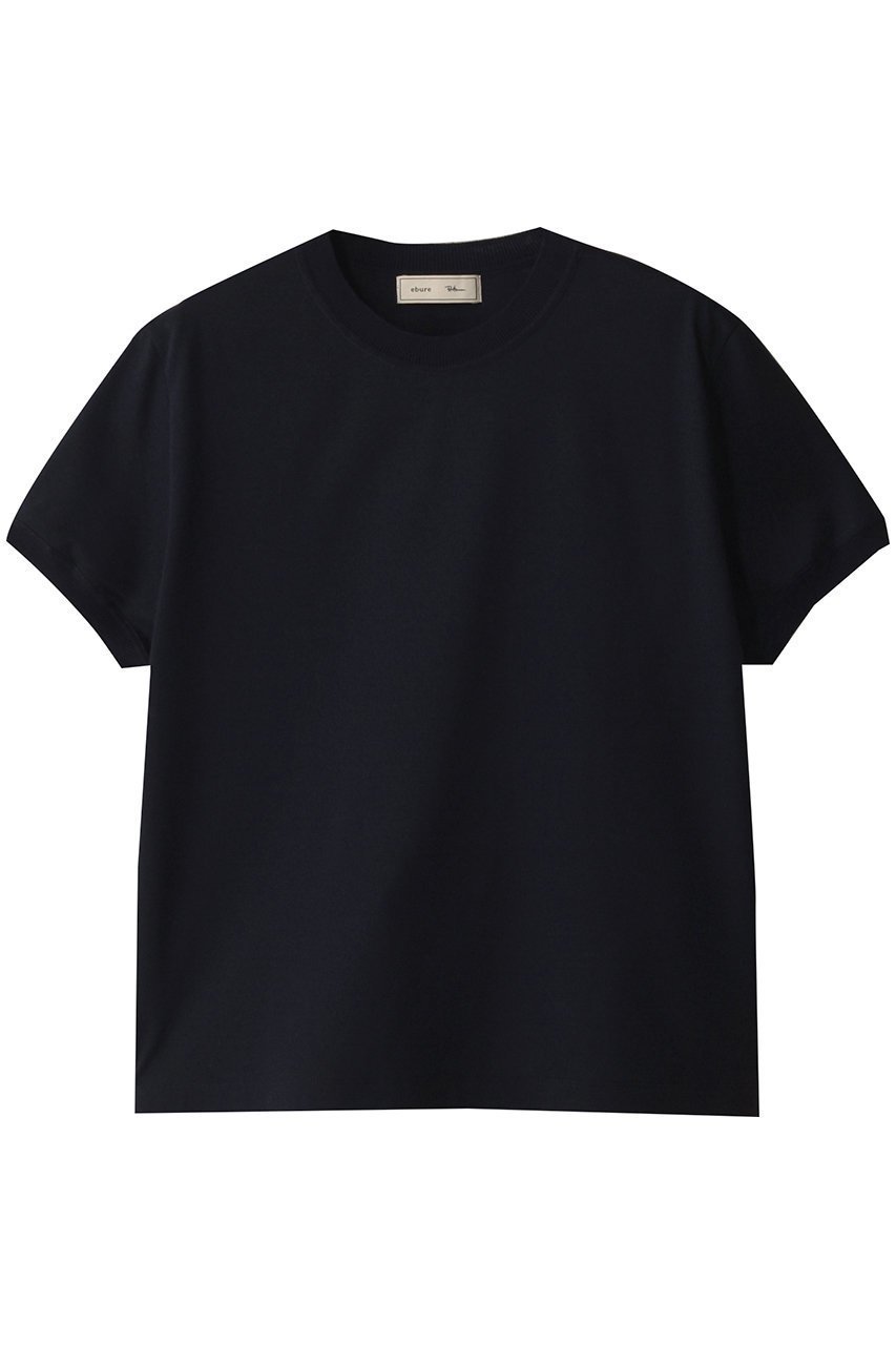 【エブール/ebure】の【ebure×Ron Herman】コットンポンチニットカラー Tシャツ インテリア・キッズ・メンズ・レディースファッション・服の通販 founy(ファニー) 　ファッション　Fashion　レディースファッション　Fashion for Women　トップス・カットソー　Cut & Sew Tops　ニット　Knit Tops & Sweaters　シャツ・ブラウス・オフィスカジュアル　Elegant Blouses & Button-Ups　ロングTシャツ・Tシャツ　Longline T-Shirts & Tees　カットソー・ベーシックTシャツ　Cut-and-Sewn Tops / Stretch Tees & Basics　コラボ　Collaboration, Collab　ショート　Short, Short Length　シンプル　Simple, Minimal　スリーブ　Sleeve, Long Sleeve / Short Sleeve　ネイビー|ID: prp329100004472581 ipo3291000000032787023