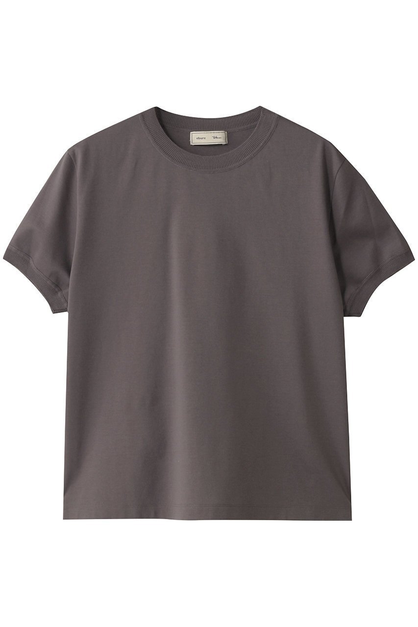 【エブール/ebure】の【ebure×Ron Herman】コットンポンチニットカラー Tシャツ インテリア・キッズ・メンズ・レディースファッション・服の通販 founy(ファニー) 　ファッション　Fashion　レディースファッション　Fashion for Women　トップス・カットソー　Cut & Sew Tops　ニット　Knit Tops & Sweaters　シャツ・ブラウス・オフィスカジュアル　Elegant Blouses & Button-Ups　ロングTシャツ・Tシャツ　Longline T-Shirts & Tees　カットソー・ベーシックTシャツ　Cut-and-Sewn Tops / Stretch Tees & Basics　コラボ　Collaboration, Collab　ショート　Short, Short Length　シンプル　Simple, Minimal　スリーブ　Sleeve, Long Sleeve / Short Sleeve　ダークグレー|ID: prp329100004472581 ipo3291000000032787025