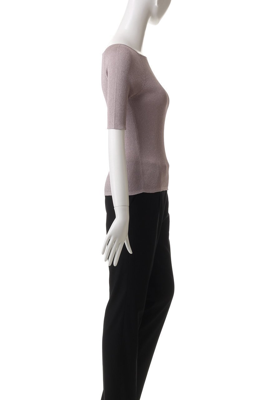 【エブール/ebure】のソフトブライトラメ ハーフスリーブリブニットプルオーバー 人気、トレンドファッション・服の通販 founy(ファニー) 　ファッション　Fashion　レディースファッション　Fashion for Women　トップス・カットソー　Cut & Sew Tops　ニット　Knit Tops & Sweaters　カジュアルプルオーバー・ニットトップス　Pullovers & Knit Tops / Casual Pullovers　おすすめ　Recommended / Our Picks　コンパクト　Compact, Small Size　スクエア　Square, Square Shape　エレガント 上品　Elegant　other-3|ID: prp329100004472590 ipo3291000000032932397