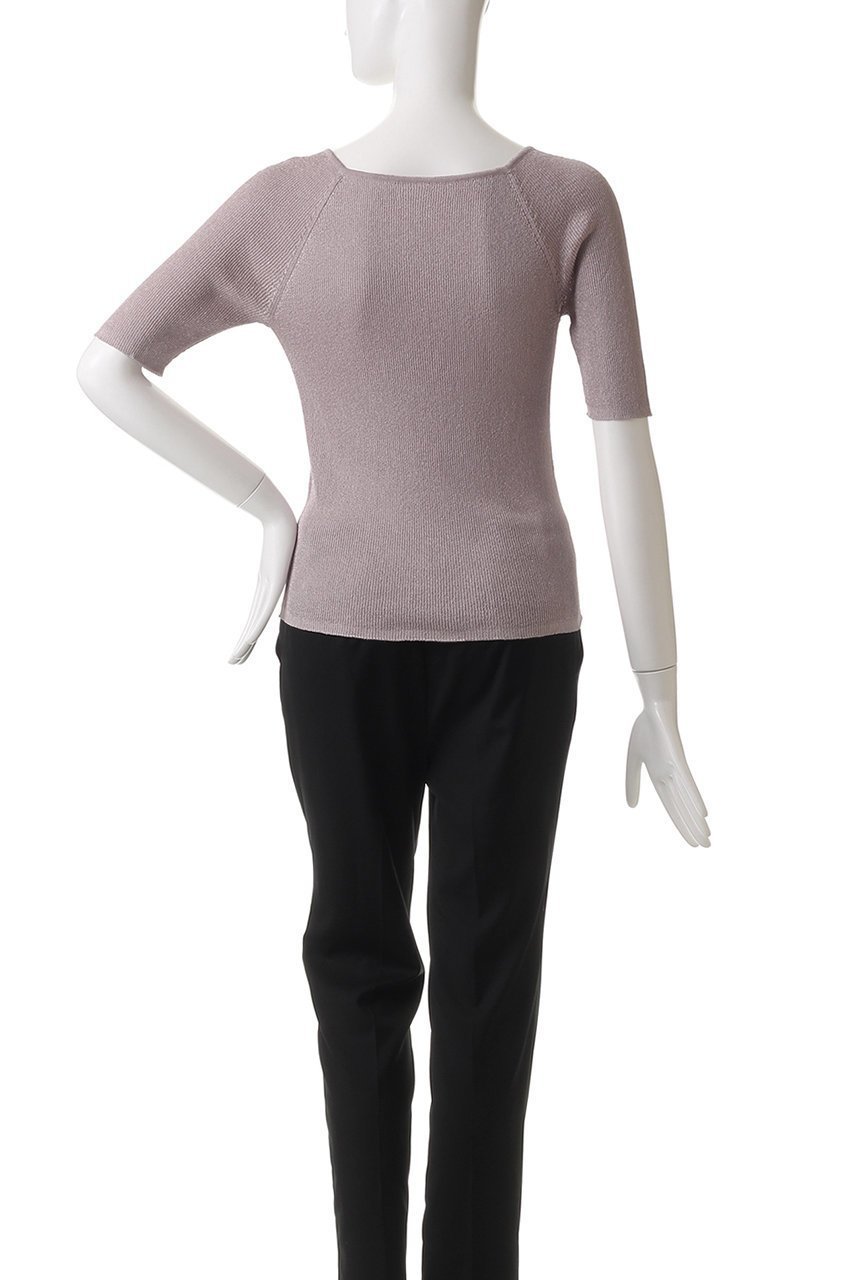【エブール/ebure】のソフトブライトラメ ハーフスリーブリブニットプルオーバー 人気、トレンドファッション・服の通販 founy(ファニー) 　ファッション　Fashion　レディースファッション　Fashion for Women　トップス・カットソー　Cut & Sew Tops　ニット　Knit Tops & Sweaters　カジュアルプルオーバー・ニットトップス　Pullovers & Knit Tops / Casual Pullovers　おすすめ　Recommended / Our Picks　コンパクト　Compact, Small Size　スクエア　Square, Square Shape　エレガント 上品　Elegant　other-4|ID: prp329100004472590 ipo3291000000032932402