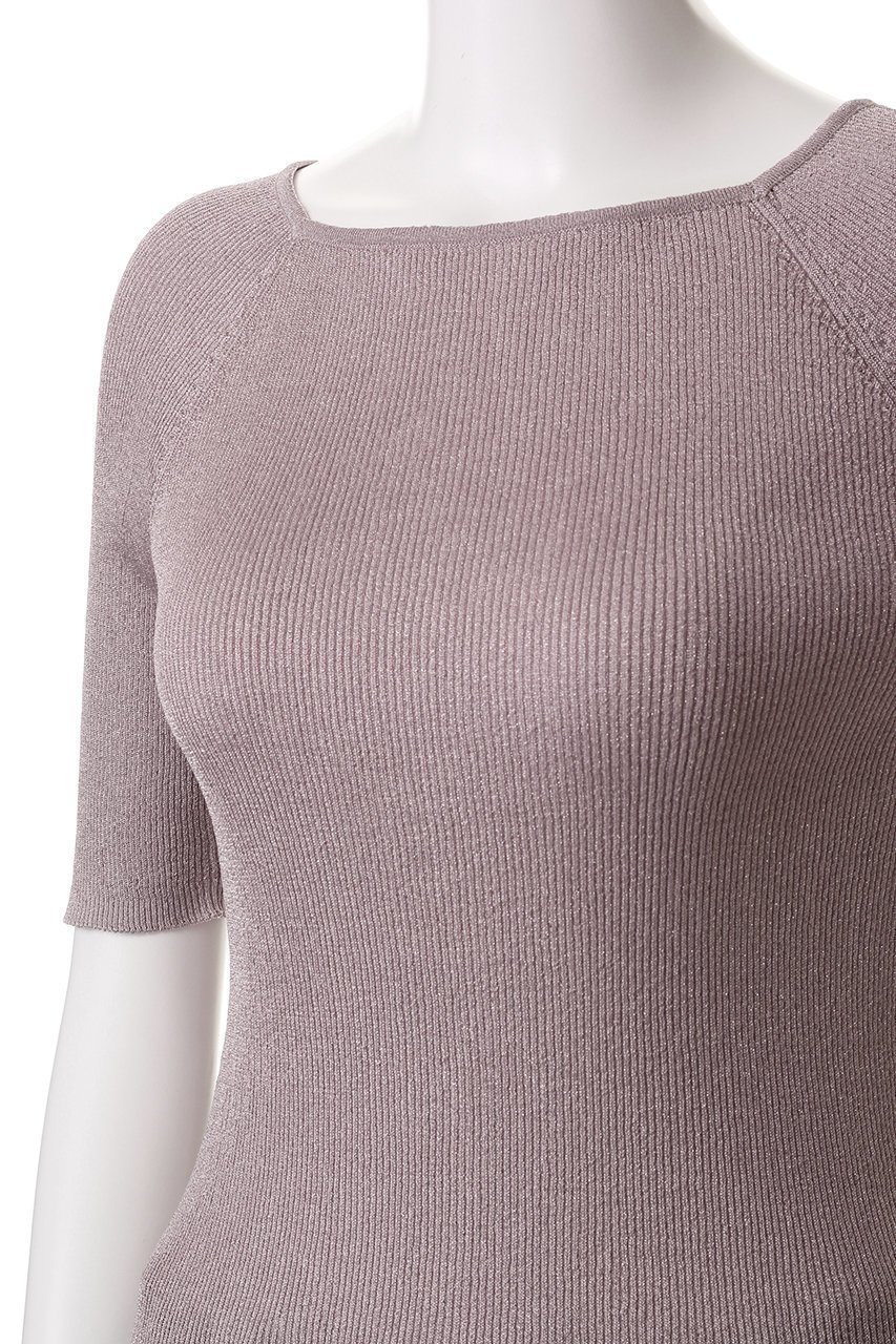 【エブール/ebure】のソフトブライトラメ ハーフスリーブリブニットプルオーバー 人気、トレンドファッション・服の通販 founy(ファニー) 　ファッション　Fashion　レディースファッション　Fashion for Women　トップス・カットソー　Cut & Sew Tops　ニット　Knit Tops & Sweaters　カジュアルプルオーバー・ニットトップス　Pullovers & Knit Tops / Casual Pullovers　おすすめ　Recommended / Our Picks　コンパクト　Compact, Small Size　スクエア　Square, Square Shape　エレガント 上品　Elegant　other-5|ID: prp329100004472590 ipo3291000000032932410