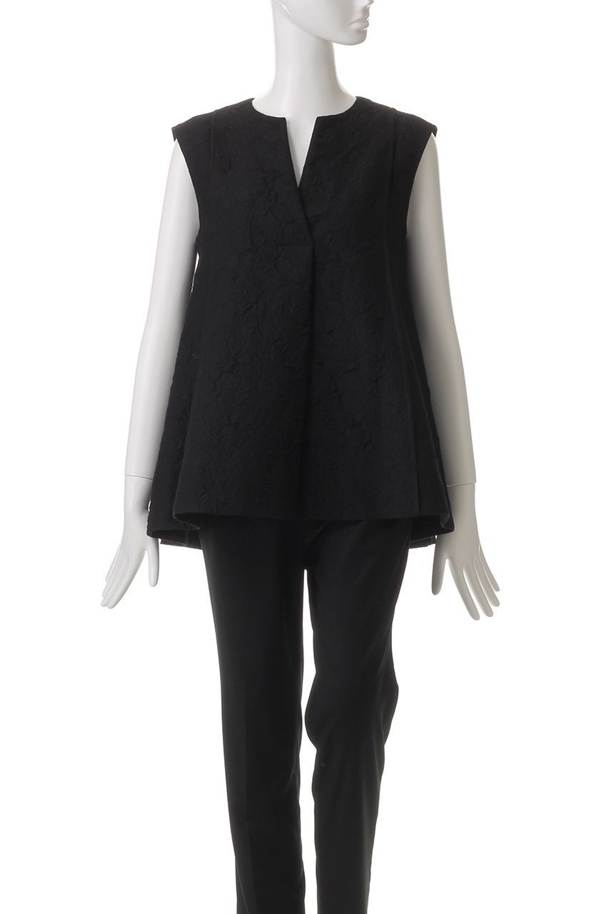 【エブール/ebure】のコットンフラワージャカード キーネックブラウス 人気、トレンドファッション・服の通販 founy(ファニー) 　ファッション　Fashion　レディースファッション　Fashion for Women　トップス・カットソー　Cut & Sew Tops　キャミソール&ノースリーブ　Camisoles & Sleeveless Tops　シャツ・ブラウス・オフィスカジュアル　Elegant Blouses & Button-Ups　ジャカード／ジャガード　Jacquard, Woven Pattern　スキッパー　Skipper, Open Collar　デニム　Denim, Jeans Material　ノースリーブ　Sleeveless, No-Sleeve　メッシュ　Mesh, Net Fabric　other-2|ID: prp329100004472599 ipo3291000000032841544