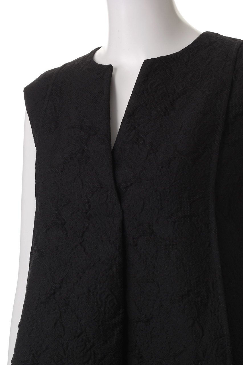 【エブール/ebure】のコットンフラワージャカード キーネックブラウス 人気、トレンドファッション・服の通販 founy(ファニー) 　ファッション　Fashion　レディースファッション　Fashion for Women　トップス・カットソー　Cut & Sew Tops　キャミソール&ノースリーブ　Camisoles & Sleeveless Tops　シャツ・ブラウス・オフィスカジュアル　Elegant Blouses & Button-Ups　ジャカード／ジャガード　Jacquard, Woven Pattern　スキッパー　Skipper, Open Collar　デニム　Denim, Jeans Material　ノースリーブ　Sleeveless, No-Sleeve　メッシュ　Mesh, Net Fabric　other-5|ID: prp329100004472599 ipo3291000000032841560