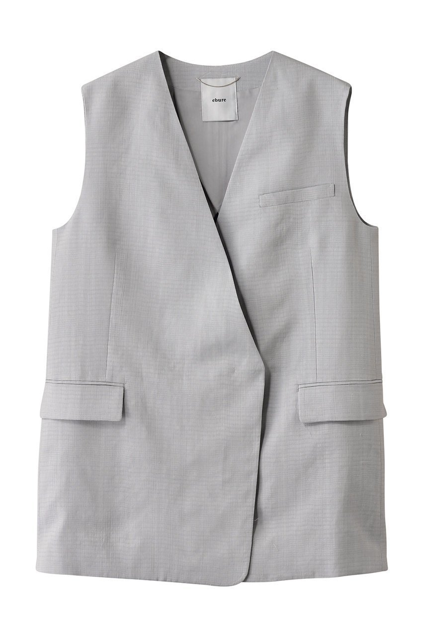 【エブール/ebure】のライトビスリネン ノーカラージレ インテリア・キッズ・メンズ・レディースファッション・服の通販 founy(ファニー) 　ファッション　Fashion　レディースファッション　Fashion for Women　アウター　Coat / Outerwear Collection　レディースジャケット・軽アウター　Jackets　ジャケット　Jacket, Outerwear　セットアップ　Set-Up, Coordinated Outfit　デニム　Denim, Jeans Material　フォルム　Silhouette, Form　ベスト　Vest, Waistcoat　リネン　Linen, Linen Fabric　ライトグレー|ID: prp329100004472605 ipo3291000000032955785