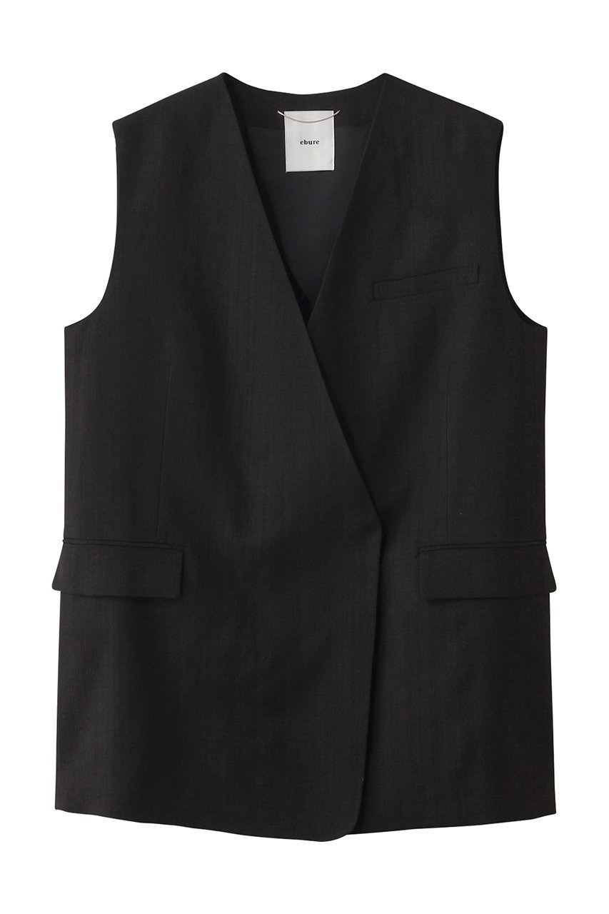 【エブール/ebure】のライトビスリネン ノーカラージレ インテリア・キッズ・メンズ・レディースファッション・服の通販 founy(ファニー) 　ファッション　Fashion　レディースファッション　Fashion for Women　アウター　Coat / Outerwear Collection　レディースジャケット・軽アウター　Jackets　ジャケット　Jacket, Outerwear　セットアップ　Set-Up, Coordinated Outfit　デニム　Denim, Jeans Material　フォルム　Silhouette, Form　ベスト　Vest, Waistcoat　リネン　Linen, Linen Fabric　ブラック|ID: prp329100004472605 ipo3291000000032955789