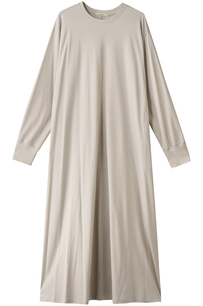 【エブール/ebure】の【Living】ソフトリヨセルコットンスムース ロングスリーブTワンピース インテリア・キッズ・メンズ・レディースファッション・服の通販 founy(ファニー) 　ファッション　Fashion　レディースファッション　Fashion for Women　ワンピース　Dresses　チュニック　Tunic Tops & Dresses　おすすめ　Recommended / Our Picks　シンプル　Simple, Minimal　スリーブ　Sleeve, Long Sleeve / Short Sleeve　ダブル　Double, Double-Breasted　チュニック　Tunic, Long Top　ドレープ　Drape, Draping Fabric　フレア　Flare, Flared　ロング　Long, Long-Length　エレガント 上品　Elegant　夏　Summer　定番　Standard, Basic Item　ライトベージュ|ID: prp329100004472609 ipo3291000000035957241