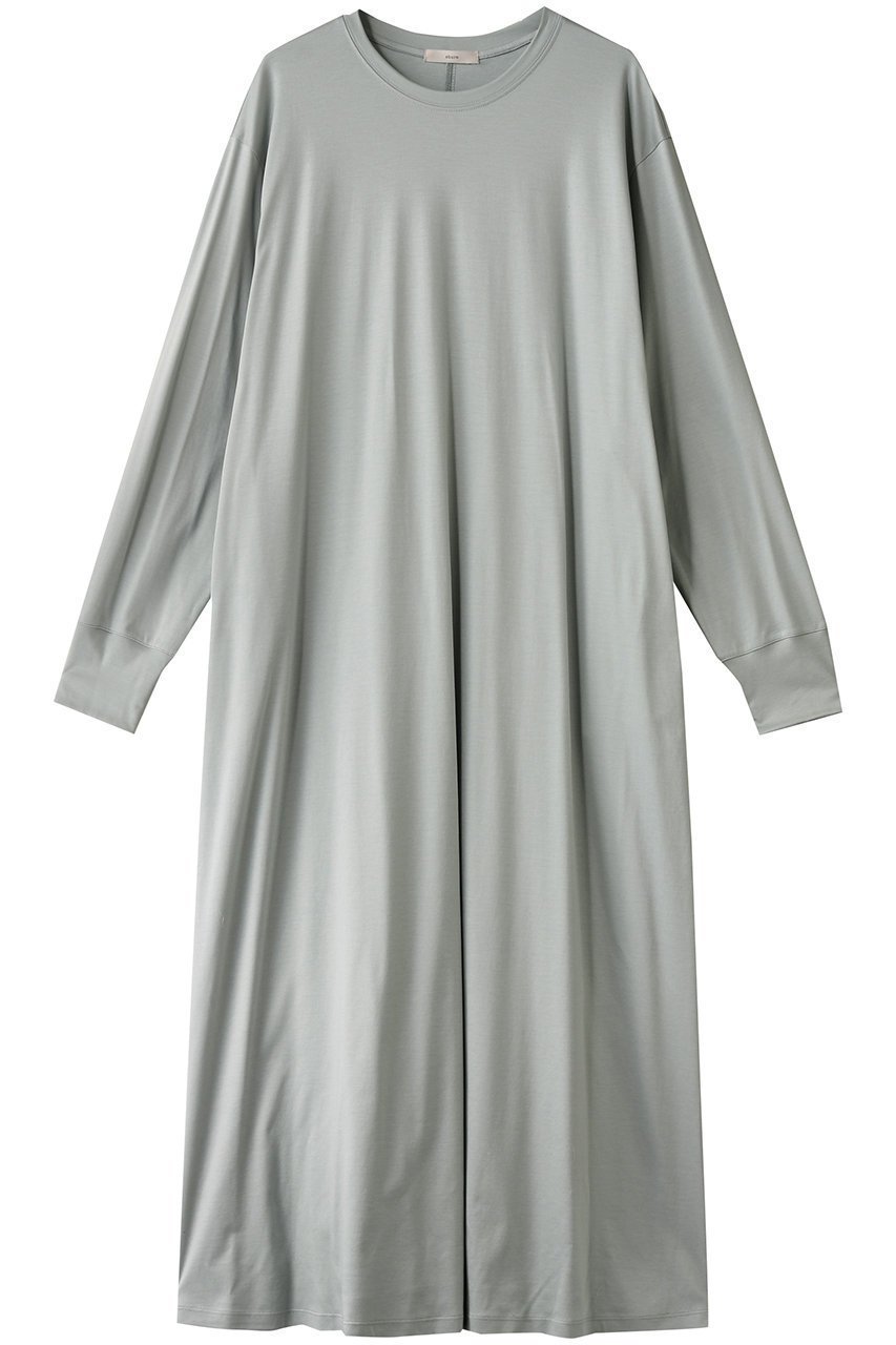 【エブール/ebure】の【Living】ソフトリヨセルコットンスムース ロングスリーブTワンピース インテリア・キッズ・メンズ・レディースファッション・服の通販 founy(ファニー) 　ファッション　Fashion　レディースファッション　Fashion for Women　ワンピース　Dresses　チュニック　Tunic Tops & Dresses　おすすめ　Recommended / Our Picks　シンプル　Simple, Minimal　スリーブ　Sleeve, Long Sleeve / Short Sleeve　ダブル　Double, Double-Breasted　チュニック　Tunic, Long Top　ドレープ　Drape, Draping Fabric　フレア　Flare, Flared　ロング　Long, Long-Length　エレガント 上品　Elegant　夏　Summer　定番　Standard, Basic Item　ライトグリーン|ID: prp329100004472609 ipo3291000000035957242