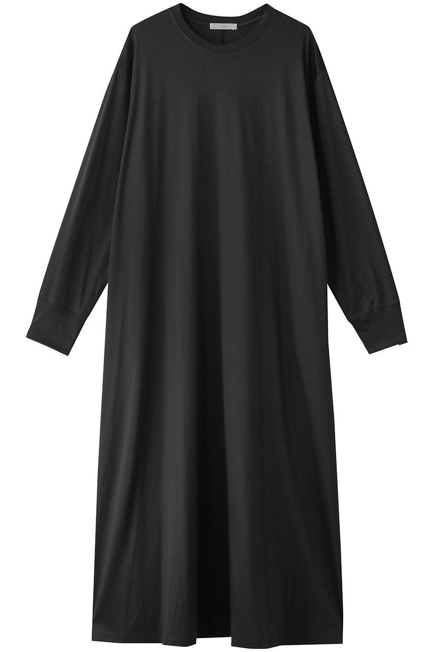 【エブール/ebure】の【Living】ソフトリヨセルコットンスムース ロングスリーブTワンピース インテリア・キッズ・メンズ・レディースファッション・服の通販 founy(ファニー) 　ファッション　Fashion　レディースファッション　Fashion for Women　ワンピース　Dresses　チュニック　Tunic Tops & Dresses　おすすめ　Recommended / Our Picks　シンプル　Simple, Minimal　スリーブ　Sleeve, Long Sleeve / Short Sleeve　ダブル　Double, Double-Breasted　チュニック　Tunic, Long Top　ドレープ　Drape, Draping Fabric　フレア　Flare, Flared　ロング　Long, Long-Length　エレガント 上品　Elegant　夏　Summer　定番　Standard, Basic Item　ダークグレー|ID: prp329100004472609 ipo3291000000035957243