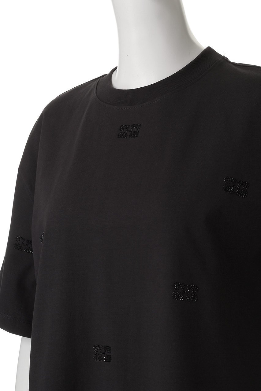 【ガニー/GANNI】のHeavy CottonラインストーンドロップショルダーTシャツ 人気、トレンドファッション・服の通販 founy(ファニー) 　ファッション　Fashion　レディースファッション　Fashion for Women　トップス・カットソー　Cut & Sew Tops　シャツ・ブラウス・オフィスカジュアル　Elegant Blouses & Button-Ups　ロングTシャツ・Tシャツ　Longline T-Shirts & Tees　カットソー・ベーシックTシャツ　Cut-and-Sewn Tops / Stretch Tees & Basics　ショルダー　Shoulder, Shoulder Strap　ショート　Short, Short Length　シンプル　Simple, Minimal　ストーン　Stone, Gem-Like　スリーブ　Sleeve, Long Sleeve / Short Sleeve　デニム　Denim, Jeans Material　ドロップ　Drop Shoulder, Dropped Style　フォルム　Silhouette, Form　ラグジュアリー　Luxury, Elegant　other-5|ID: prp329100004472633 ipo3291000000035488078