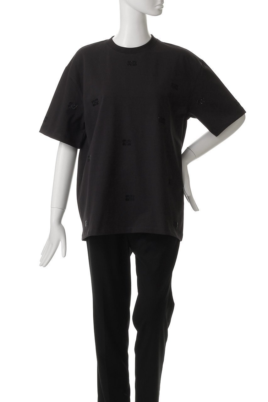 【ガニー/GANNI】のHeavy CottonラインストーンドロップショルダーTシャツ 人気、トレンドファッション・服の通販 founy(ファニー) 　ファッション　Fashion　レディースファッション　Fashion for Women　トップス・カットソー　Cut & Sew Tops　シャツ・ブラウス・オフィスカジュアル　Elegant Blouses & Button-Ups　ロングTシャツ・Tシャツ　Longline T-Shirts & Tees　カットソー・ベーシックTシャツ　Cut-and-Sewn Tops / Stretch Tees & Basics　ショルダー　Shoulder, Shoulder Strap　ショート　Short, Short Length　シンプル　Simple, Minimal　ストーン　Stone, Gem-Like　スリーブ　Sleeve, Long Sleeve / Short Sleeve　デニム　Denim, Jeans Material　ドロップ　Drop Shoulder, Dropped Style　フォルム　Silhouette, Form　ラグジュアリー　Luxury, Elegant　other-2|ID: prp329100004472633 ipo3291000000036083267