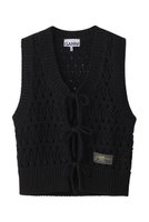 【ガニー/GANNI】のCotton Mix Tie String ベスト 人気、トレンドファッション・服の通販 founy(ファニー) ファッション Fashion レディースファッション Fashion for Women トップス・カットソー Cut & Sew Tops ニット Knit Tops & Sweaters カーディガン・羽織り Layered Style Cardigans ベスト&ジレ / 重ね着スタイル Vests & Gilets カーディガン Cardigan, Knitwear コンパクト Compact, Small Size ストリング String, Drawstring フェミニン Feminine, Girly ベスト Vest, Waistcoat ミックス Mix, Mixed Style リラックス Relax, Relaxed Fit 夏 Summer 春 Spring S/S・春夏 SS, Spring/Summer, Warm Season 透かし Cut-Out, Lacework |ID:prp329100004472636