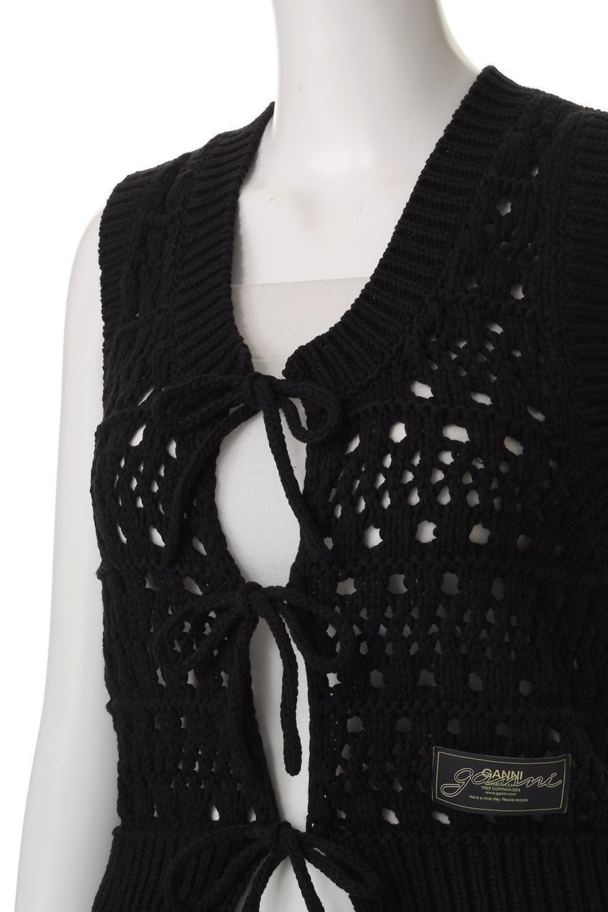 【ガニー/GANNI】のCotton Mix Tie String ベスト 人気、トレンドファッション・服の通販 founy(ファニー) 　ファッション　Fashion　レディースファッション　Fashion for Women　トップス・カットソー　Cut & Sew Tops　ニット　Knit Tops & Sweaters　カーディガン・羽織り　Layered Style Cardigans　ベスト&ジレ / 重ね着スタイル　Vests & Gilets　カーディガン　Cardigan, Knitwear　コンパクト　Compact, Small Size　ストリング　String, Drawstring　フェミニン　Feminine, Girly　ベスト　Vest, Waistcoat　ミックス　Mix, Mixed Style　リラックス　Relax, Relaxed Fit　夏　Summer　春　Spring　S/S・春夏　SS, Spring/Summer, Warm Season　透かし　Cut-Out, Lacework　other-5|ID: prp329100004472636 ipo3291000000032931634