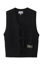 【ガニー/GANNI】のCotton Mix Tie String ベスト 人気、トレンドファッション・服の通販 founy(ファニー) ファッション Fashion レディースファッション Fashion for Women トップス・カットソー Cut & Sew Tops ニット Knit Tops & Sweaters カーディガン・羽織り Layered Style Cardigans ベスト&ジレ / 重ね着スタイル Vests & Gilets カーディガン Cardigan, Knitwear コンパクト Compact, Small Size ストリング String, Drawstring フェミニン Feminine, Girly ベスト Vest, Waistcoat ミックス Mix, Mixed Style リラックス Relax, Relaxed Fit 夏 Summer 春 Spring S/S・春夏 SS, Spring/Summer, Warm Season 透かし Cut-Out, Lacework thumbnail ブラック|ID: prp329100004472636 ipo3291000000035371823