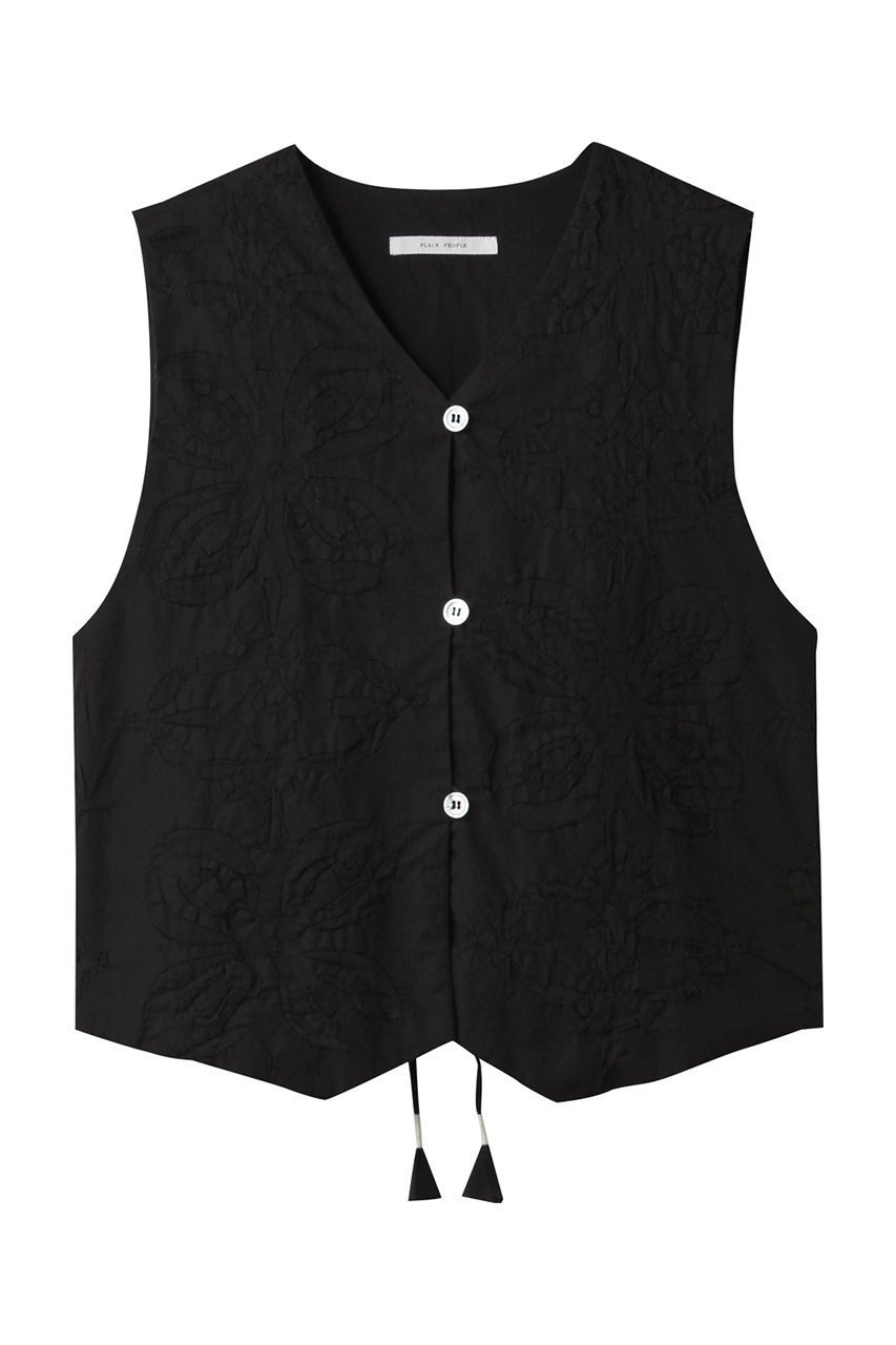 【プレインピープル/PLAIN PEOPLE】のリバーアップリケベスト インテリア・キッズ・メンズ・レディースファッション・服の通販 founy(ファニー) 　ファッション　Fashion　レディースファッション　Fashion for Women　アウター　Coat / Outerwear Collection　レディースジャケット・軽アウター　Jackets　おすすめ　Recommended / Our Picks　ジャケット　Jacket, Outerwear　セットアップ　Set-Up, Coordinated Outfit　ベスト　Vest, Waistcoat　レース　Lace, Lace Fabric　ブラック|ID: prp329100004472646 ipo3291000000036061085