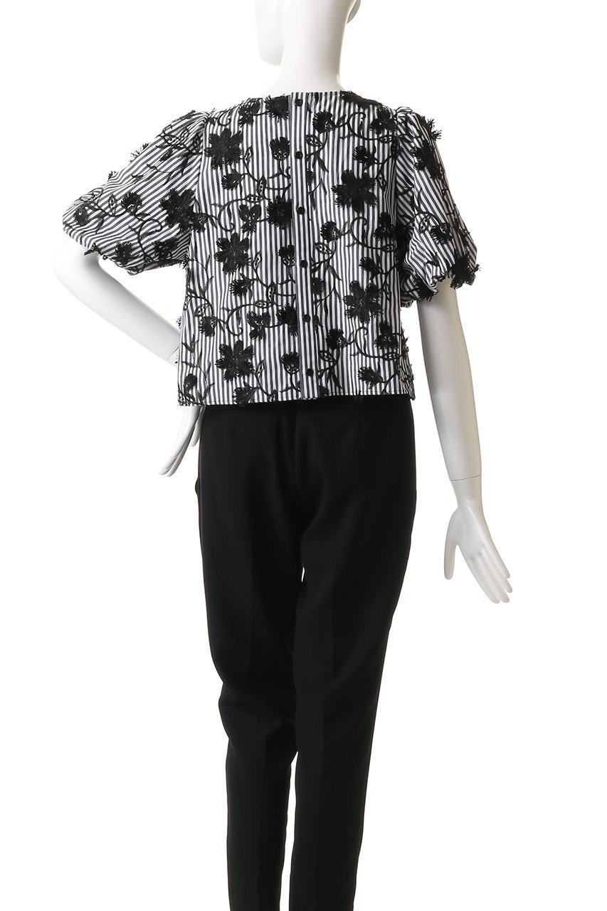 【アナイ/ANAYI】のストライプフラワーシシュウパフブラウス 人気、トレンドファッション・服の通販 founy(ファニー) 　ファッション　Fashion　レディースファッション　WOMEN　トップス・カットソー　Tops/Tshirt　シャツ/ブラウス　Shirts/Blouses　ショート　Short　シンプル　Simple　ストライプ　Stripe　スリーブ　Sleeve　フラワー　Flower　ボトム　Bottom　ラグジュアリー　Luxury　other-4|ID: prp329100004472730 ipo3291000000031481255