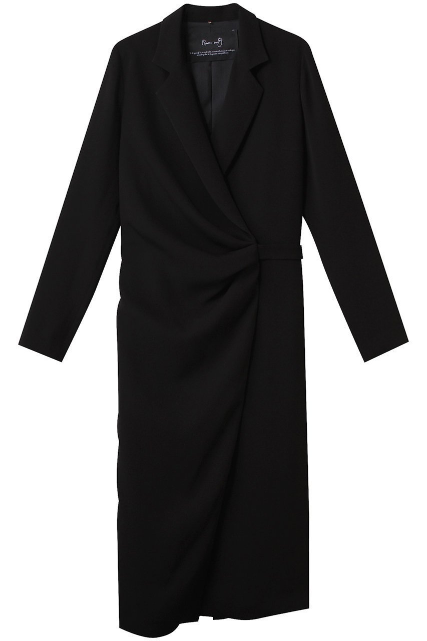 【ルームエイト/Room no.8】の【Room no.8 BLACK】ジョーゼット ラップドレス インテリア・キッズ・メンズ・レディースファッション・服の通販 founy(ファニー) 　ファッション　Fashion　レディースファッション　Fashion for Women　ワンピース　Dresses　フォーマル・パーティードレス・結婚式用ドレス　Elegant & Casual Dresses　チュニック　Tunic Tops & Dresses　アシンメトリー　Asymmetrical Style　ジョーゼット　Georgette, Semi-Sheer Fabric　チュニック　Tunic, Long Top　ドレス　Dress, One-Piece　ドレープ　Drape, Draping Fabric　ラップ　Wrap, Wrap Design　リボン　Ribbon, Bow　ロング　Long, Long-Length　エレガント 上品　Elegant　ブラック|ID: prp329100004472736 ipo3291000000032809084