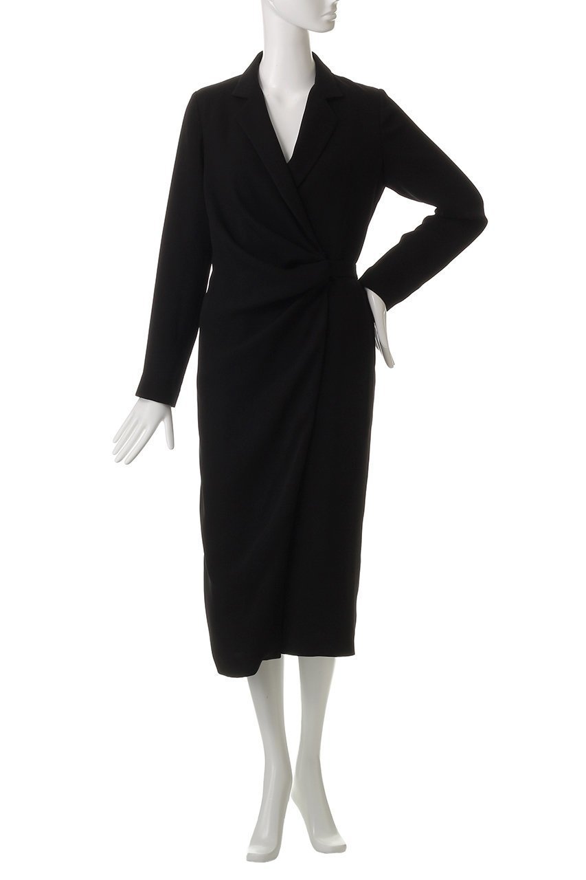 【ルームエイト/Room no.8】の【Room no.8 BLACK】ジョーゼット ラップドレス 人気、トレンドファッション・服の通販 founy(ファニー) 　ファッション　Fashion　レディースファッション　Fashion for Women　ワンピース　Dresses　フォーマル・パーティードレス・結婚式用ドレス　Elegant & Casual Dresses　チュニック　Tunic Tops & Dresses　アシンメトリー　Asymmetrical Style　ジョーゼット　Georgette, Semi-Sheer Fabric　チュニック　Tunic, Long Top　ドレス　Dress, One-Piece　ドレープ　Drape, Draping Fabric　ラップ　Wrap, Wrap Design　リボン　Ribbon, Bow　ロング　Long, Long-Length　エレガント 上品　Elegant　other-2|ID: prp329100004472736 ipo3291000000032809086