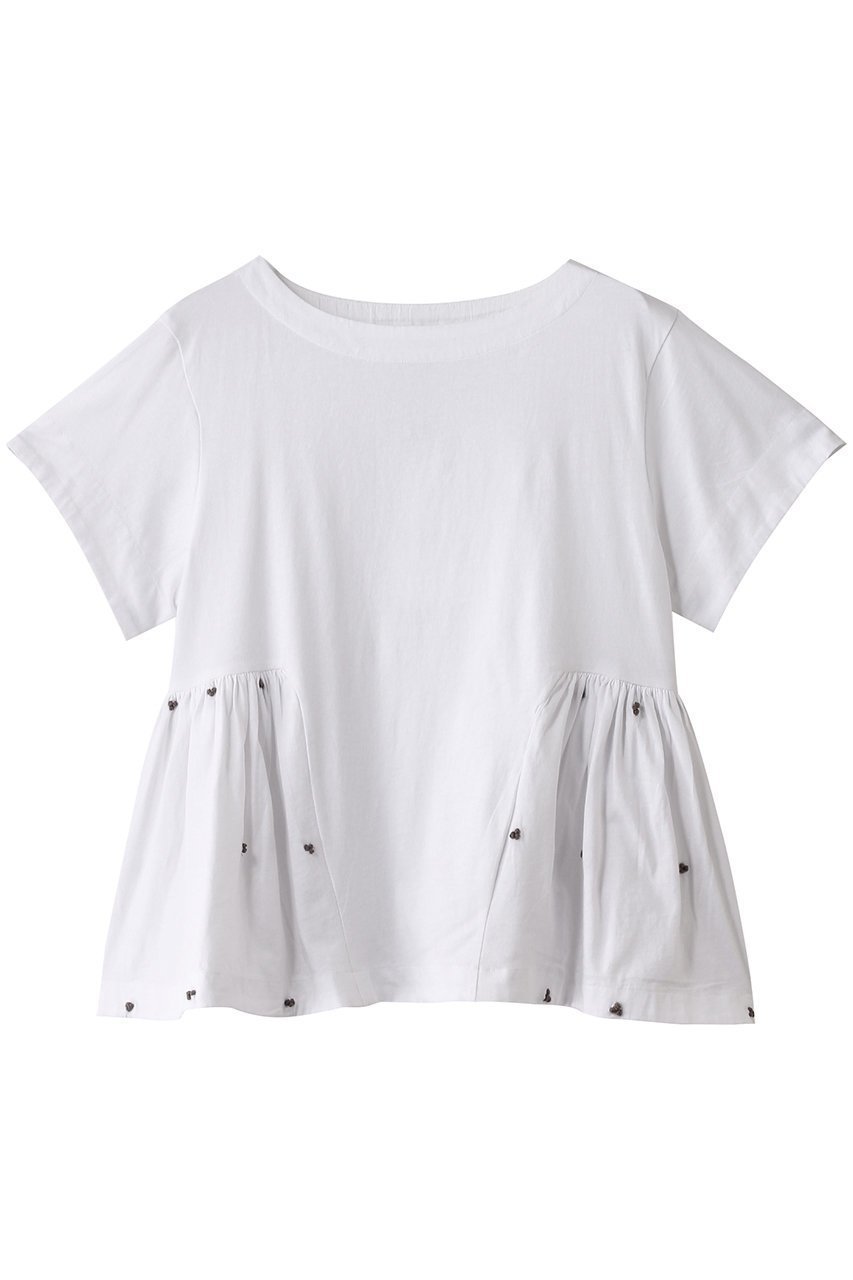 【マーレット/MERLETTE】のLOU フレンチノット刺しゅう コットンジャージー ティアードカットソー インテリア・キッズ・メンズ・レディースファッション・服の通販 founy(ファニー) 　ファッション　Fashion　レディースファッション　Fashion for Women　トップス・カットソー　Cut & Sew Tops　シャツ・ブラウス・オフィスカジュアル　Elegant Blouses & Button-Ups　ロングTシャツ・Tシャツ　Longline T-Shirts & Tees　カットソー・ベーシックTシャツ　Cut-and-Sewn Tops / Stretch Tees & Basics　カットソー　Cut and Sewn Top　ショート　Short, Short Length　スリーブ　Sleeve, Long Sleeve / Short Sleeve　フェミニン　Feminine, Girly　フリル　Frill, Ruffle　フレンチ　French, French Style　再入荷　Restock / Back in Stock　ホワイト|ID: prp329100004472744 ipo3291000000032648170