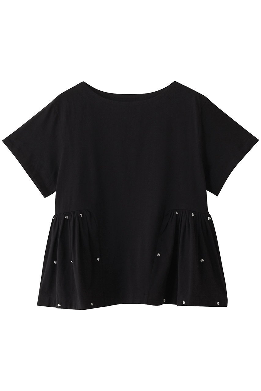 【マーレット/MERLETTE】のLOU フレンチノット刺しゅう コットンジャージー ティアードカットソー インテリア・キッズ・メンズ・レディースファッション・服の通販 founy(ファニー) 　ファッション　Fashion　レディースファッション　Fashion for Women　トップス・カットソー　Cut & Sew Tops　シャツ・ブラウス・オフィスカジュアル　Elegant Blouses & Button-Ups　ロングTシャツ・Tシャツ　Longline T-Shirts & Tees　カットソー・ベーシックTシャツ　Cut-and-Sewn Tops / Stretch Tees & Basics　カットソー　Cut and Sewn Top　ショート　Short, Short Length　スリーブ　Sleeve, Long Sleeve / Short Sleeve　フェミニン　Feminine, Girly　フリル　Frill, Ruffle　フレンチ　French, French Style　再入荷　Restock / Back in Stock　ブラック|ID: prp329100004472744 ipo3291000000032648171