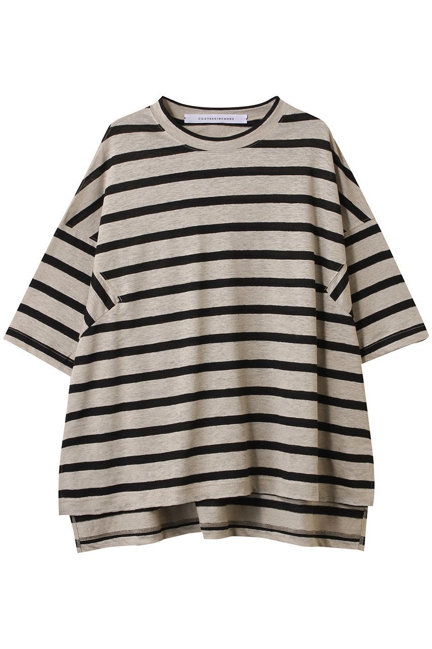 【プルミエ アロンディスモン/1er Arrondissement】の【COG THE BIGSMOKE】HARLEY リネンTシャツ 人気、トレンドファッション・服の通販 founy(ファニー) 　ファッション　Fashion　レディースファッション　Fashion for Women　トップス・カットソー　Cut & Sew Tops　シャツ・ブラウス・オフィスカジュアル　Elegant Blouses & Button-Ups　ロングTシャツ・Tシャツ　Longline T-Shirts & Tees　カットソー・ベーシックTシャツ　Cut-and-Sewn Tops / Stretch Tees & Basics　ショート　Short, Short Length　シンプル　Simple, Minimal　スリーブ　Sleeve, Long Sleeve / Short Sleeve　ボーダー　Border, Stripe　リネン　Linen, Linen Fabric　夏　Summer　 other-1|ID: prp329100004474957 ipo3291000000032855848