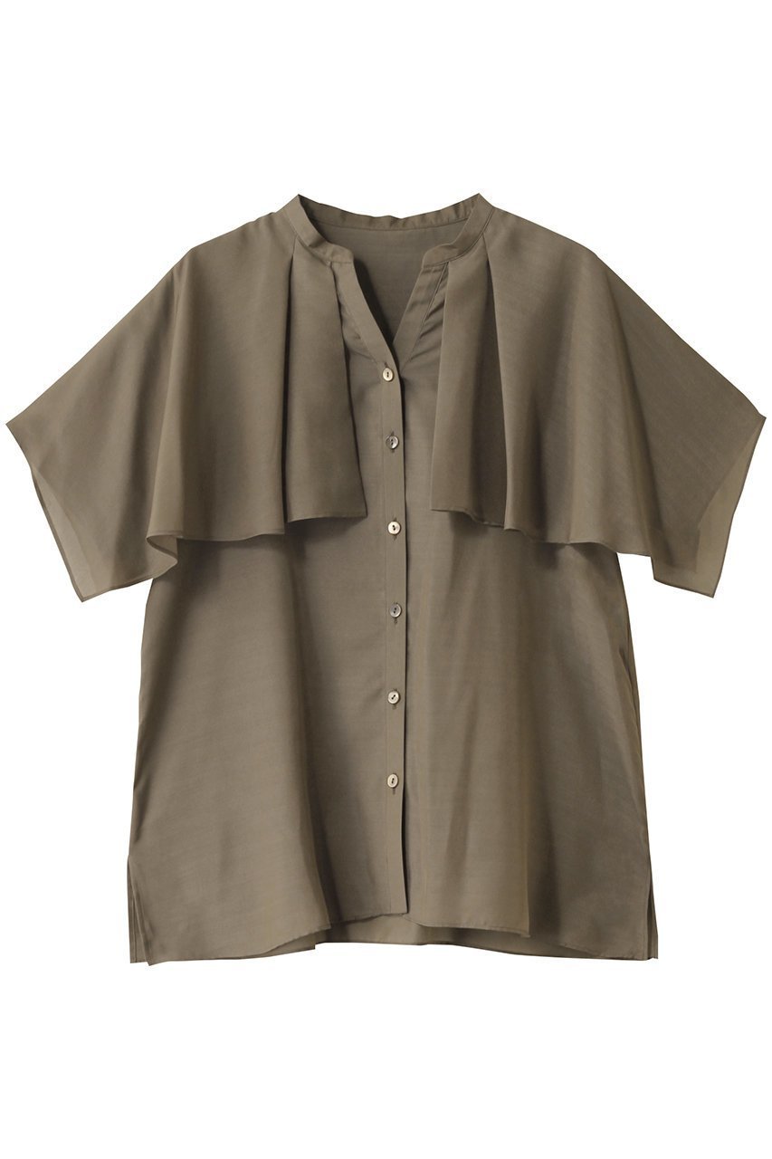 【アナイ/ANAYI】のスパンローンケープラッフルブラウス インテリア・キッズ・メンズ・レディースファッション・服の通販 founy(ファニー) 　ファッション　Fashion　レディースファッション　WOMEN　トップス・カットソー　Tops/Tshirt　シャツ/ブラウス　Shirts/Blouses　ショート　Short　スリーブ　Sleeve　フェミニン　Feminine　ラッフル　Raffle　カーキ|ID: prp329100004474979 ipo3291000000031617033