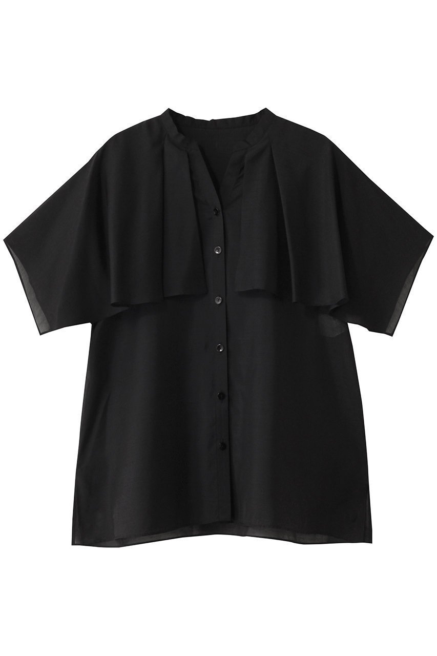 【アナイ/ANAYI】のスパンローンケープラッフルブラウス インテリア・キッズ・メンズ・レディースファッション・服の通販 founy(ファニー) 　ファッション　Fashion　レディースファッション　WOMEN　トップス・カットソー　Tops/Tshirt　シャツ/ブラウス　Shirts/Blouses　ショート　Short　スリーブ　Sleeve　フェミニン　Feminine　ラッフル　Raffle　ブラック|ID: prp329100004474979 ipo3291000000031617034