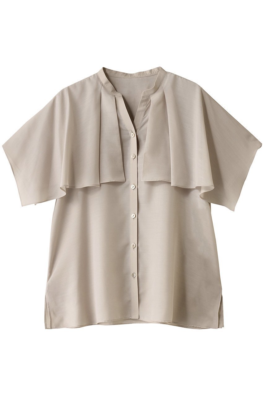 【アナイ/ANAYI】のスパンローンケープラッフルブラウス インテリア・キッズ・メンズ・レディースファッション・服の通販 founy(ファニー) 　ファッション　Fashion　レディースファッション　Fashion for Women　トップス・カットソー　Cut & Sew Tops　シャツ・ブラウス・オフィスカジュアル　Elegant Blouses & Button-Ups　ショート　Short, Short Length　スリーブ　Sleeve, Long Sleeve / Short Sleeve　フェミニン　Feminine, Girly　ラッフル　Ruffle, Frill　再入荷　Restock / Back in Stock　ベージュ|ID: prp329100004474979 ipo3291000000035054870