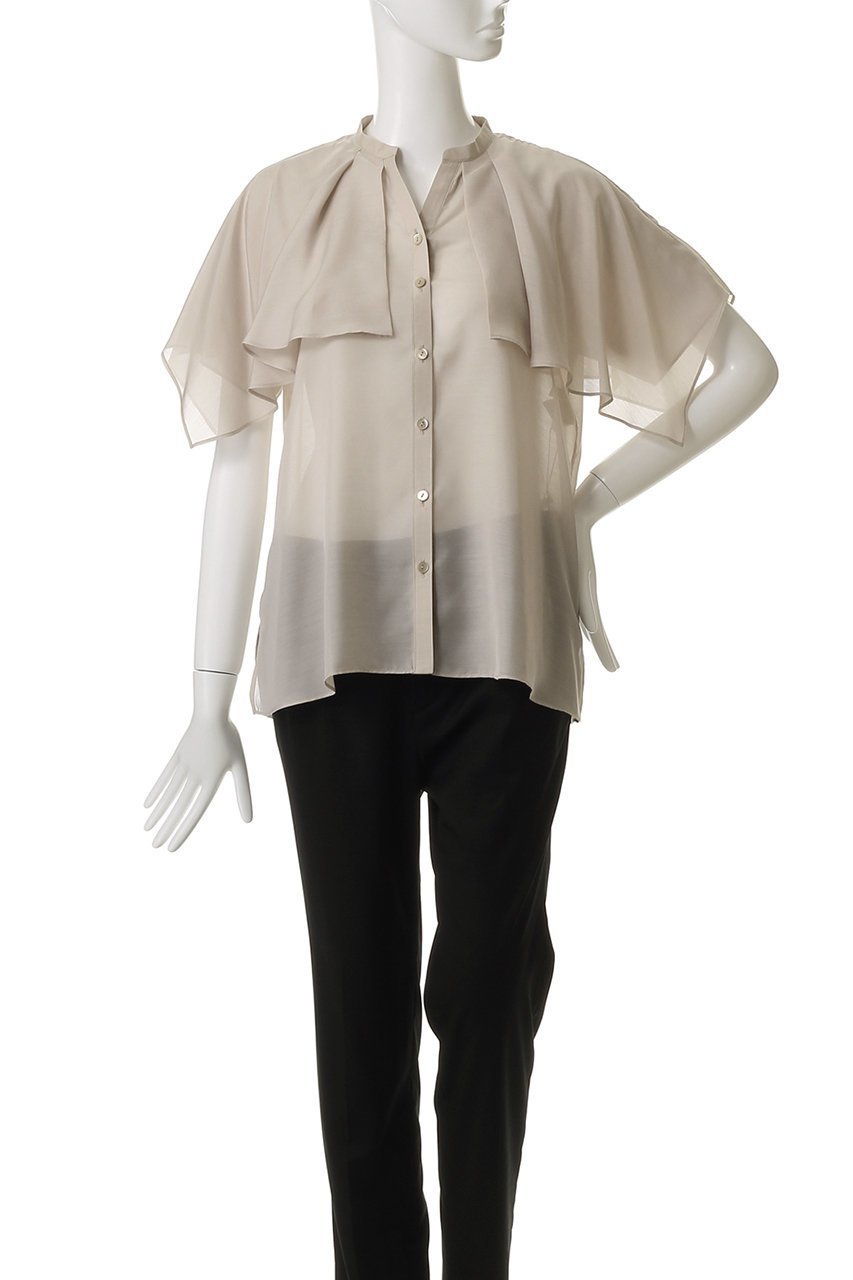 【アナイ/ANAYI】のスパンローンケープラッフルブラウス 人気、トレンドファッション・服の通販 founy(ファニー) 　ファッション　Fashion　レディースファッション　Fashion for Women　トップス・カットソー　Cut & Sew Tops　シャツ・ブラウス・オフィスカジュアル　Elegant Blouses & Button-Ups　ショート　Short, Short Length　スリーブ　Sleeve, Long Sleeve / Short Sleeve　フェミニン　Feminine, Girly　ラッフル　Ruffle, Frill　再入荷　Restock / Back in Stock　other-2|ID: prp329100004474979 ipo3291000000035054871