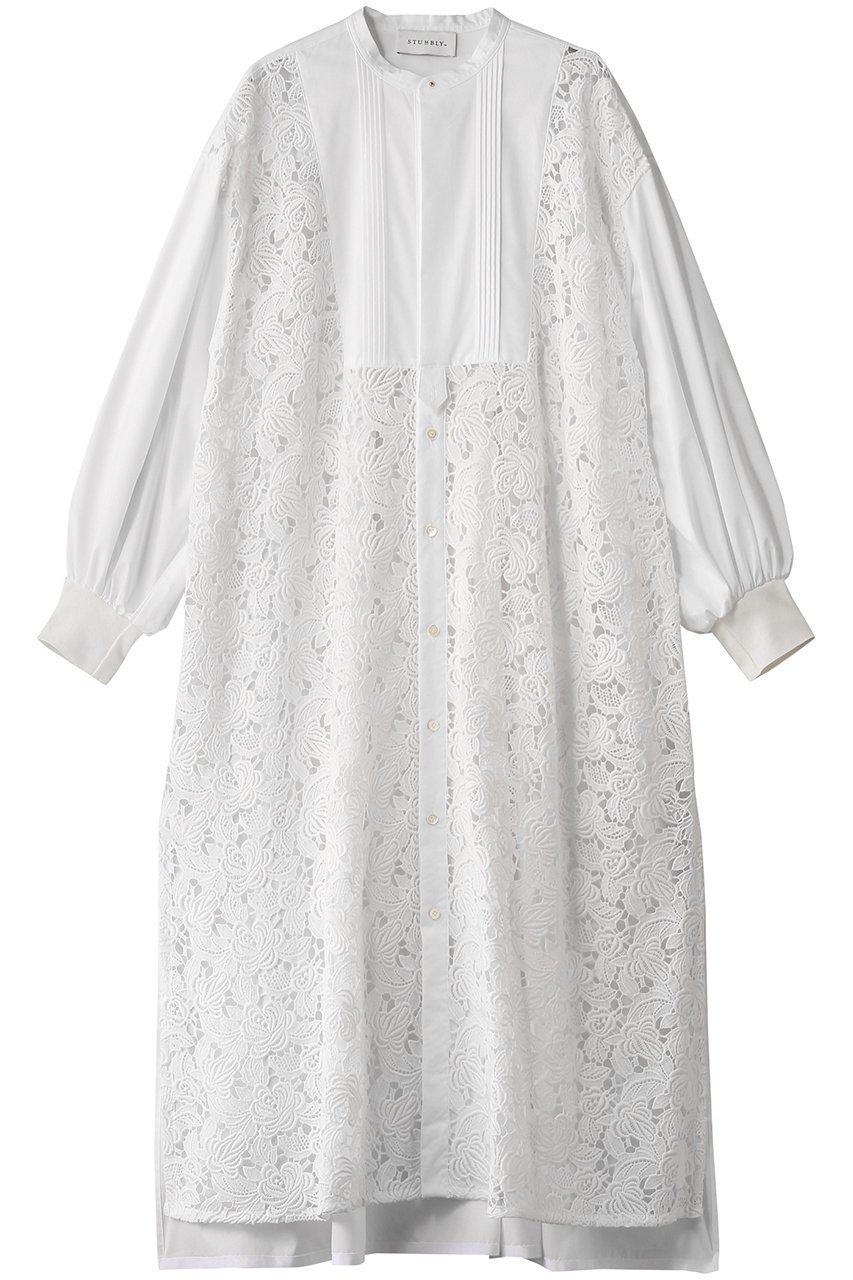 【ヒューエルミュージアム/hueLe Museum】の【STUMBLY】Lace Combi Shirt Dress 人気、トレンドファッション・服の通販 founy(ファニー) 　ファッション　Fashion　レディースファッション　Fashion for Women　ワンピース　Dresses　フォーマル・パーティードレス・結婚式用ドレス　Elegant & Casual Dresses　チュニック　Tunic Tops & Dresses　おすすめ　Recommended / Our Picks　スリット　Slit, Slit Detail　チュニック　Tunic, Long Top　トレンド　Trend, Trending Now　ドレス　Dress, One-Piece　レース　Lace, Lace Fabric　 other-1|ID: prp329100004474986 ipo3291000000032881359