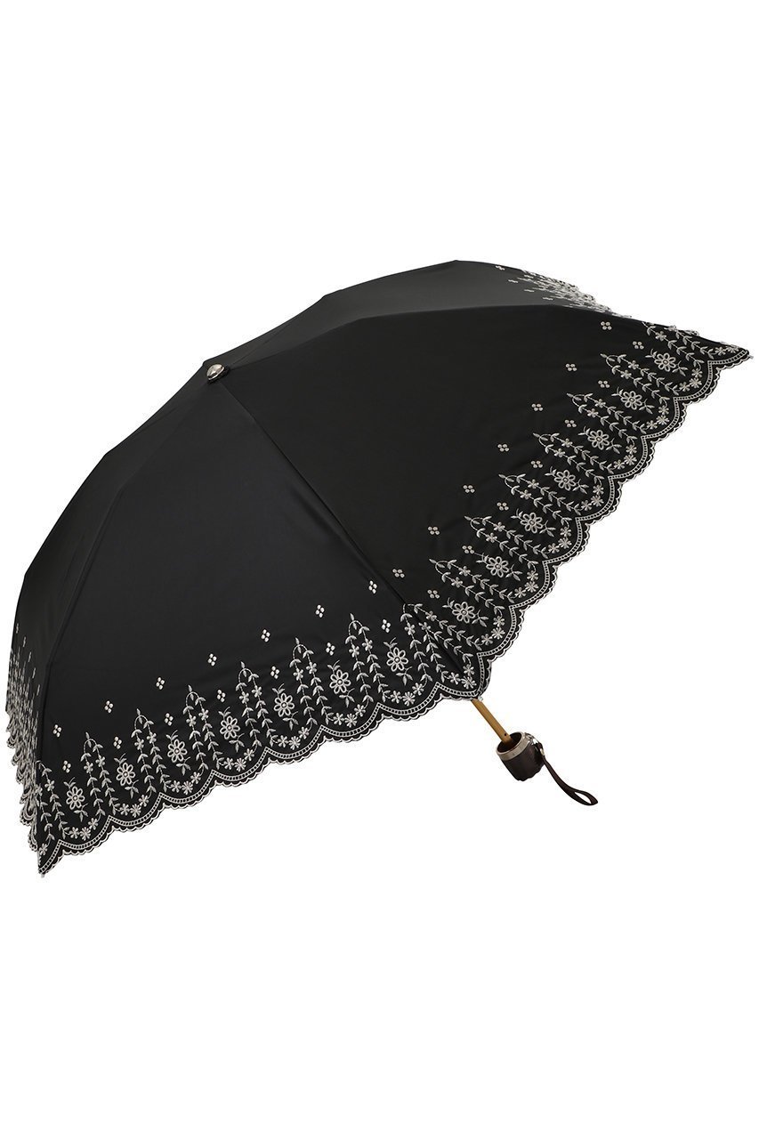 【ポロラルフローレン/POLO RALPH LAUREN】の晴雨兼用フローラル刺繍ミニ傘 インテリア・キッズ・メンズ・レディースファッション・服の通販 founy(ファニー) 　ファッション　Fashion　レディースファッション　Fashion for Women　レイングッズ・傘・晴雨兼用傘　Umbrellas & Rain Gear　コンパクト　Compact, Small Size　スカラップ　Scallop, Scalloped Edge　ハンカチ　Handkerchief, Hanky　フェミニン　Feminine, Girly　エレガント 上品　Elegant　傘　Umbrella, Parasol　時計　Watch, Wristwatch　ブラック|ID: prp329100004474993 ipo3291000000032801950